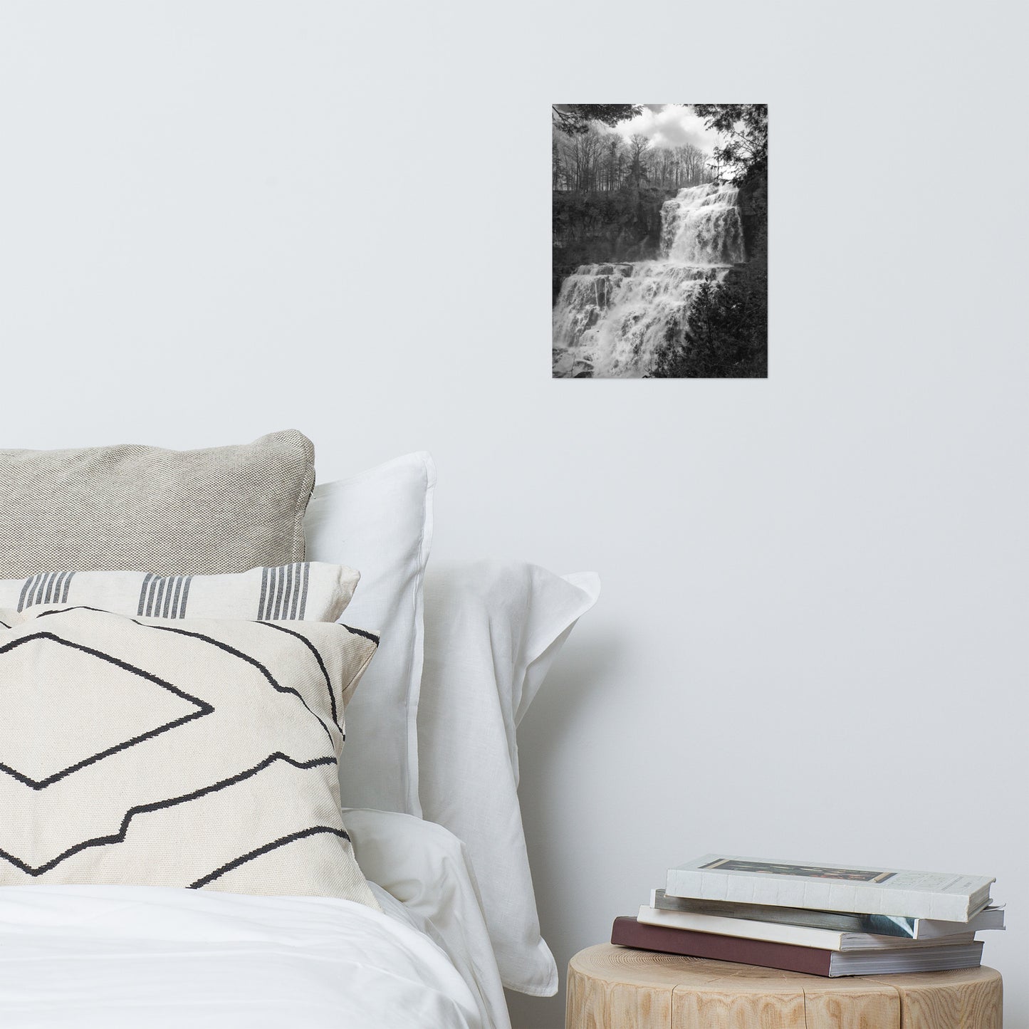 Chittenango Falls in Black and White Rustic Landscape Photo Loose Wall Art Print