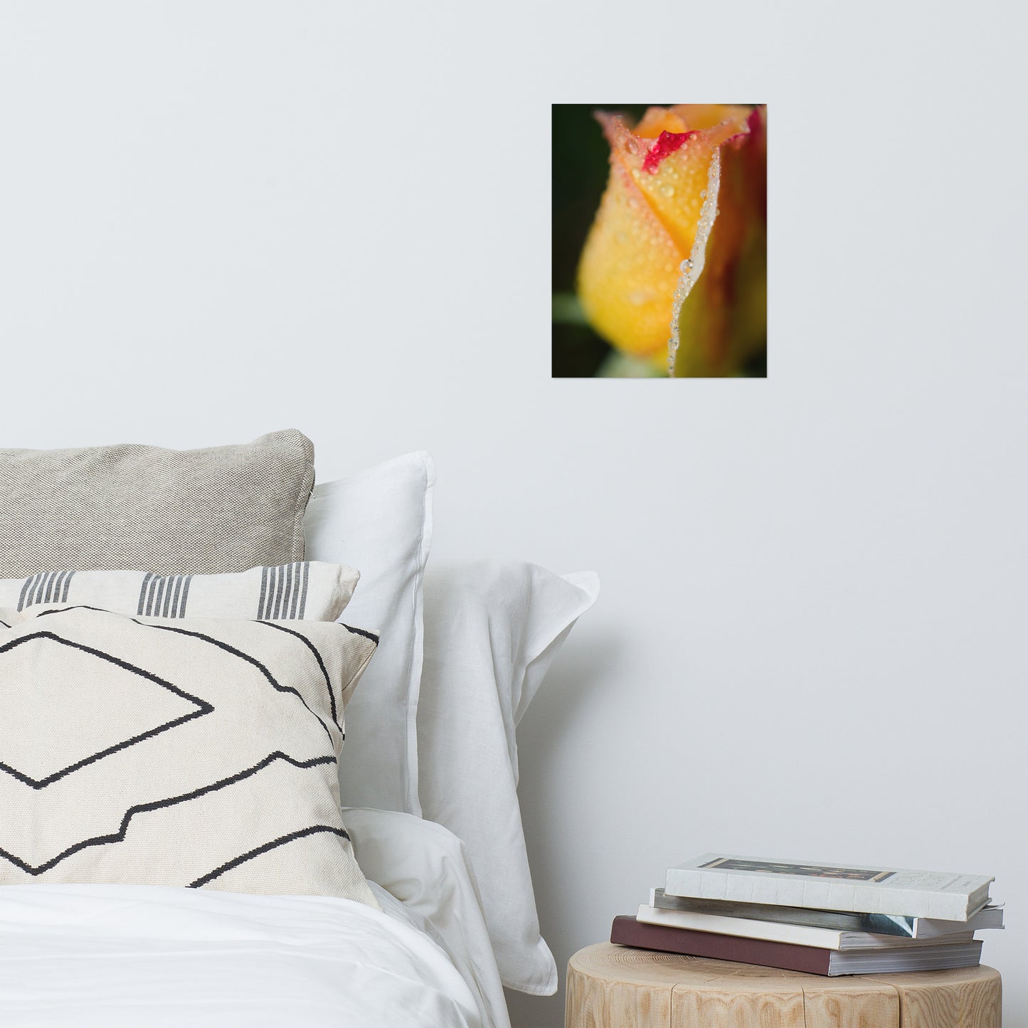 Dew on Yellow Rose Floral Nature Photo Loose Unframed Wall Art Prints