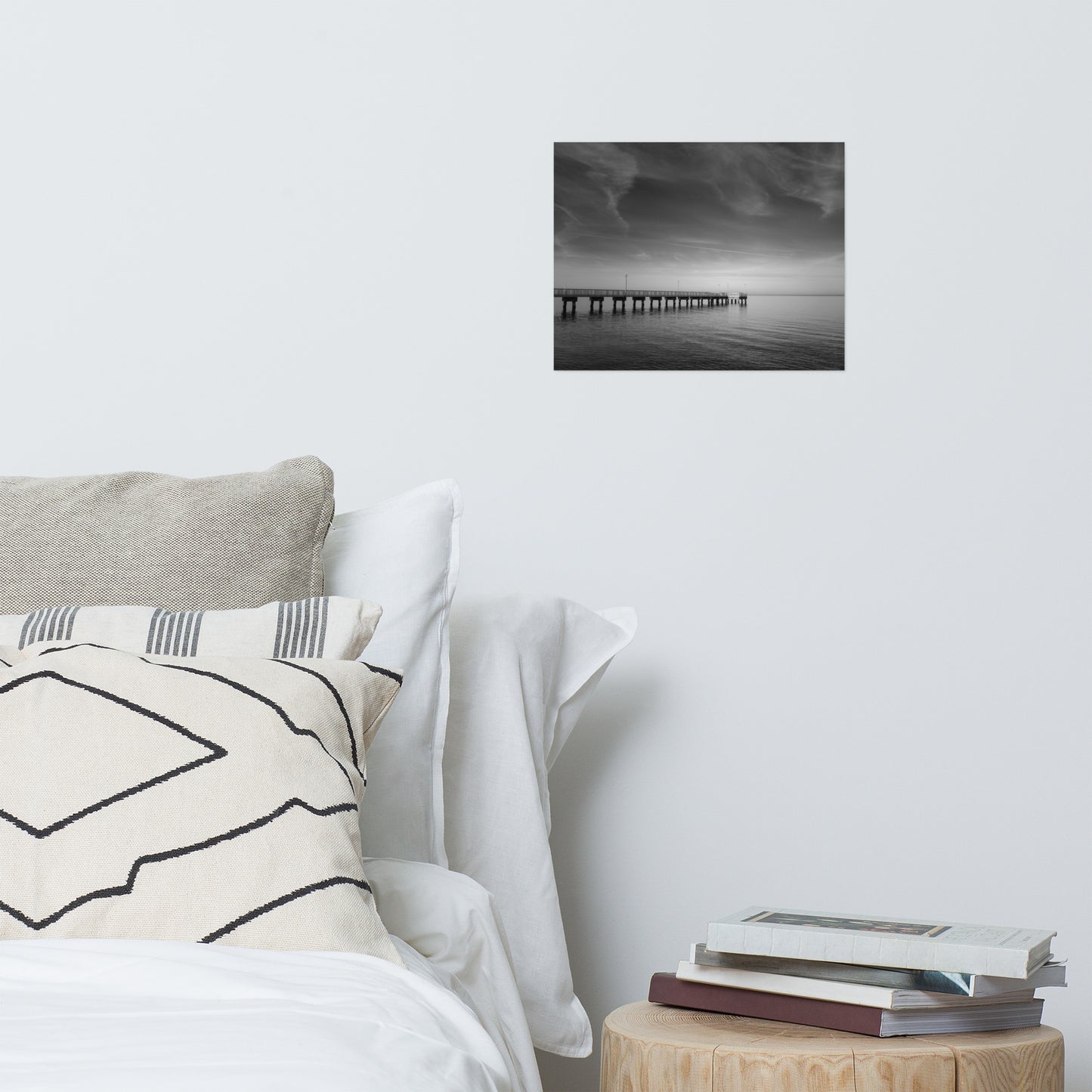 End of the Pier Black and White Landscape Photo Loose Wall Art Prints