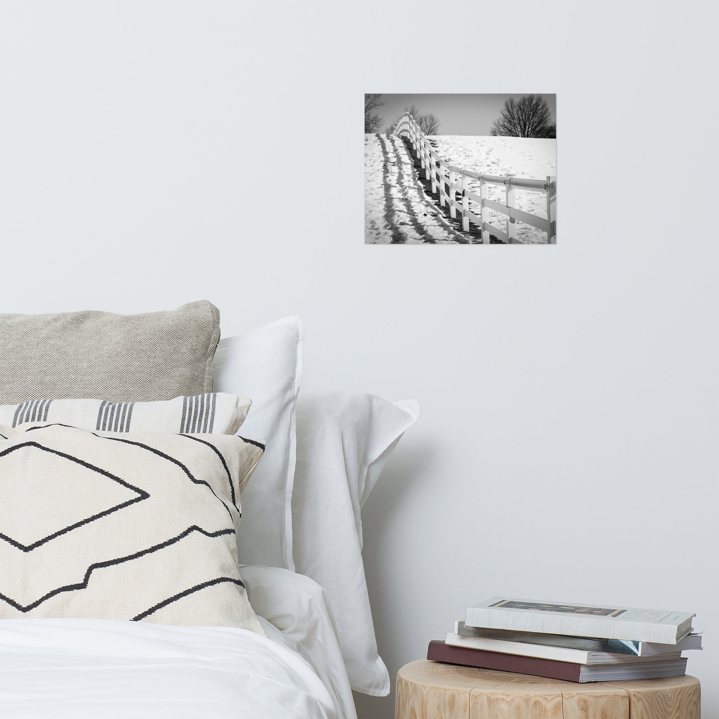 Endless Fences Black and White Farmhouse Style Landscape Photo Loose Wall Art Prints
