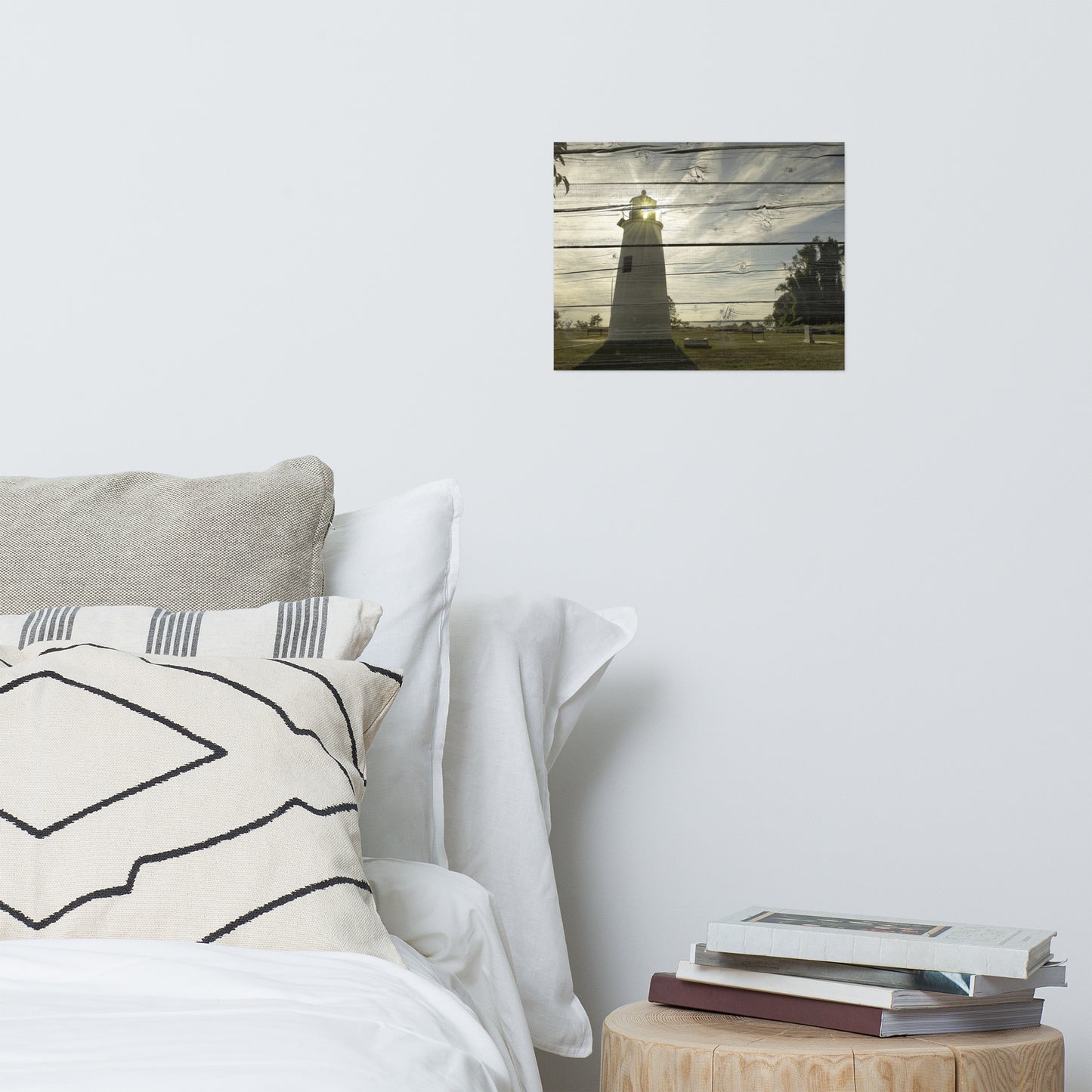 Faux Rustic Reclaimed Wood Turkey Point Lighthouse Loose Wall Art Prints
