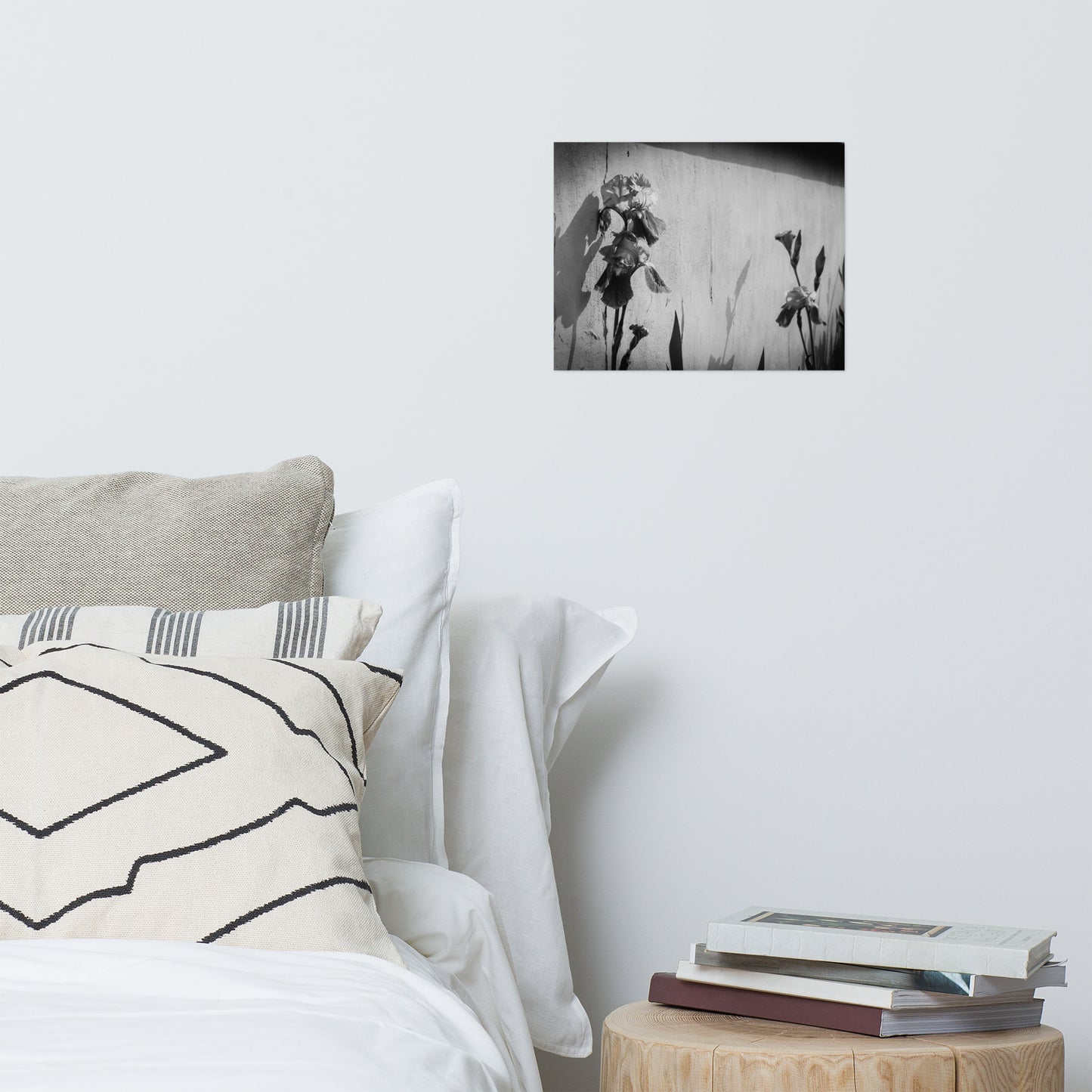 Iris on Wall Black and White Floral Nature Photo Loose Unframed Wall Art Prints