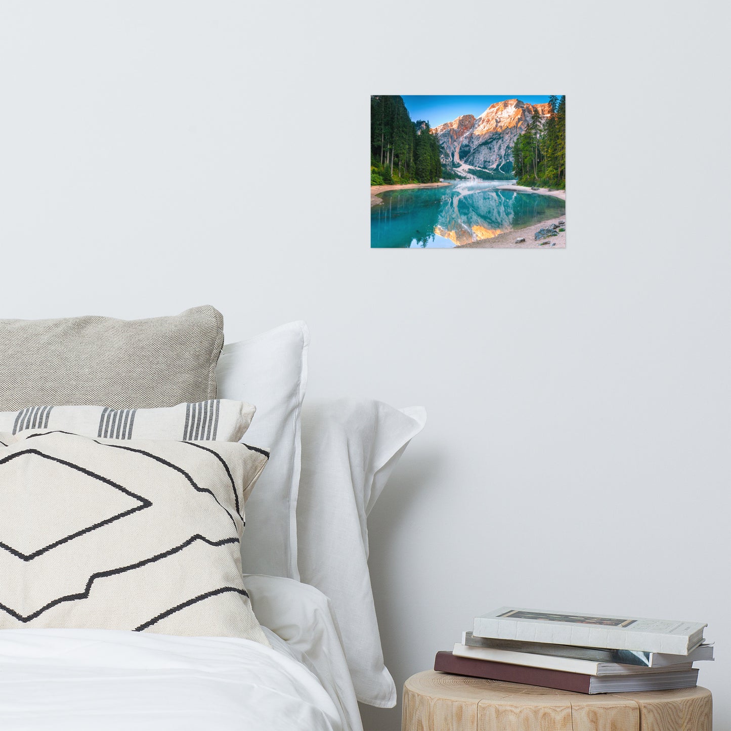 Lodge Decor Wall Art: Misty Lake and Snow-cap Mountain Reflections - Rural / Country Style / Rustic / Landscape / Nature Photograph Loose / Unframed Frameless / Frameable Wall Art Print - Artwork
