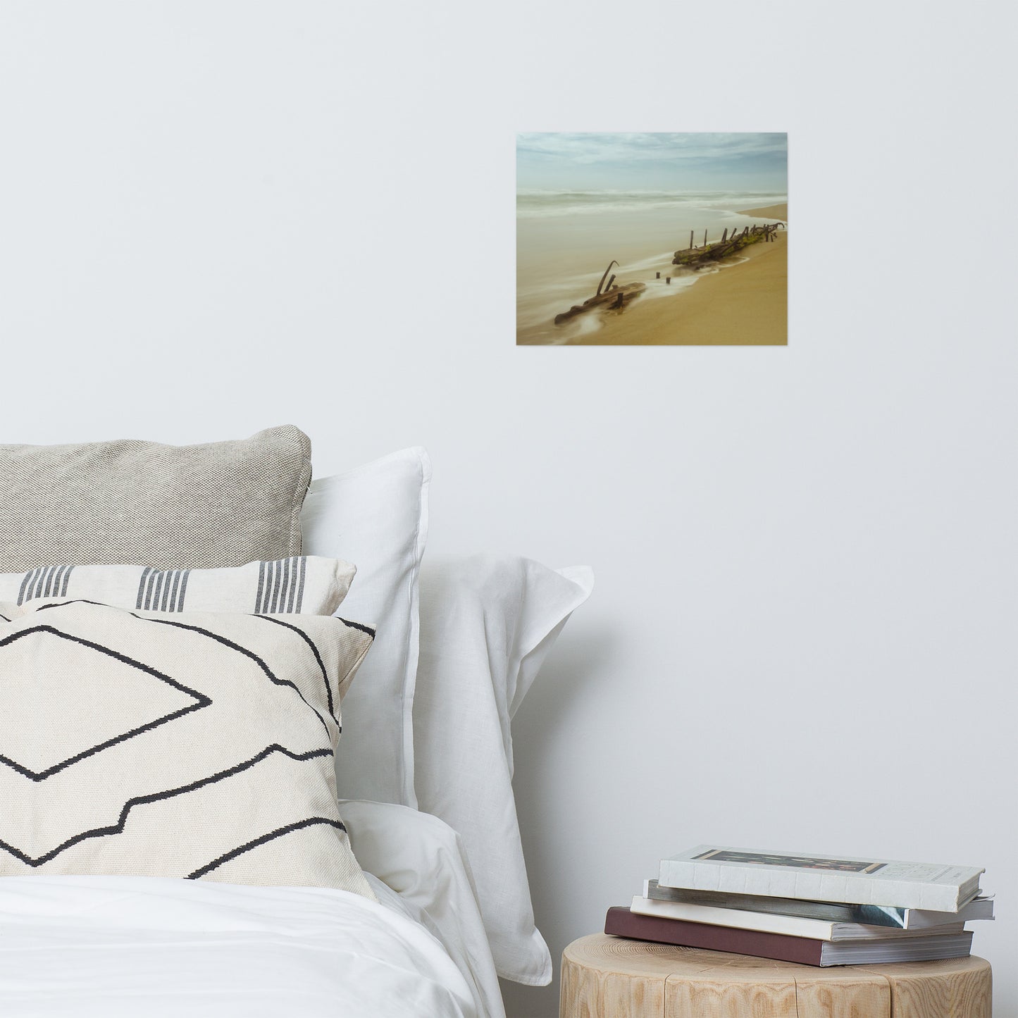 Misty Shipwreck on the Beach Landscape Photo Loose Wall Art Prints