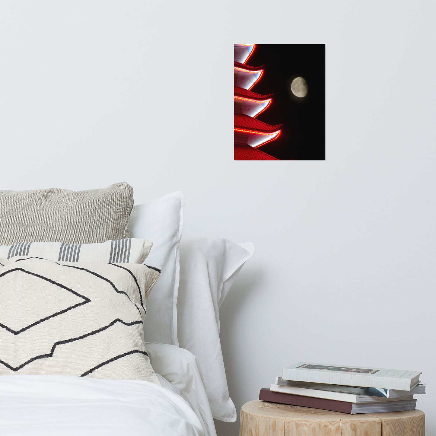 Moon Over Pagoda 1 Urban Landscape Loose Unframed Wall Art Prints
