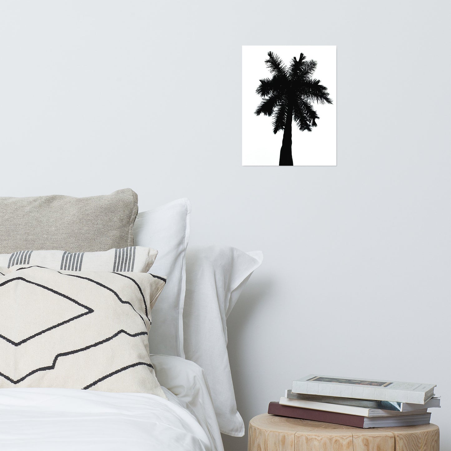 Palm Tree Silhouette on Pure White Botanical Nature Photo Loose Unframed Wall Art Prints