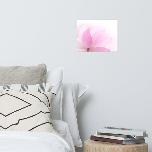 flower prints for walls: Peaceful Close-up Pink Lotus Petal - Botanical Loose Print