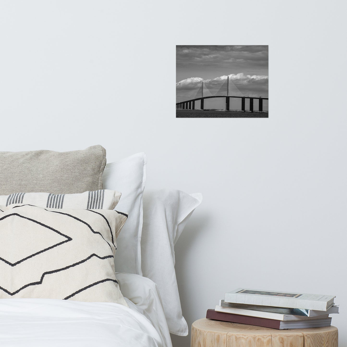 Skyway Bridge Black and White Architectural Landscape Photo Loose Wall Art Prints