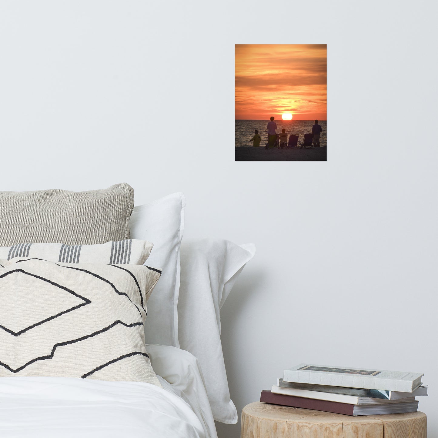 Summer Sunset Spectators Coastal Sunset Landscape Photo Paper Poster