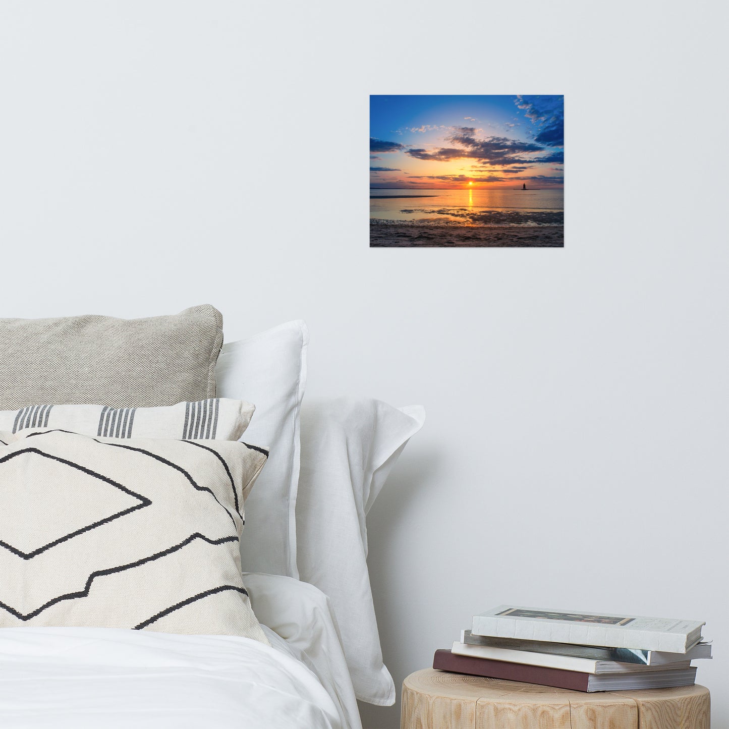 Sunset at Breakwater Lighthouse Landscape Photo Loose Wall Art Prints