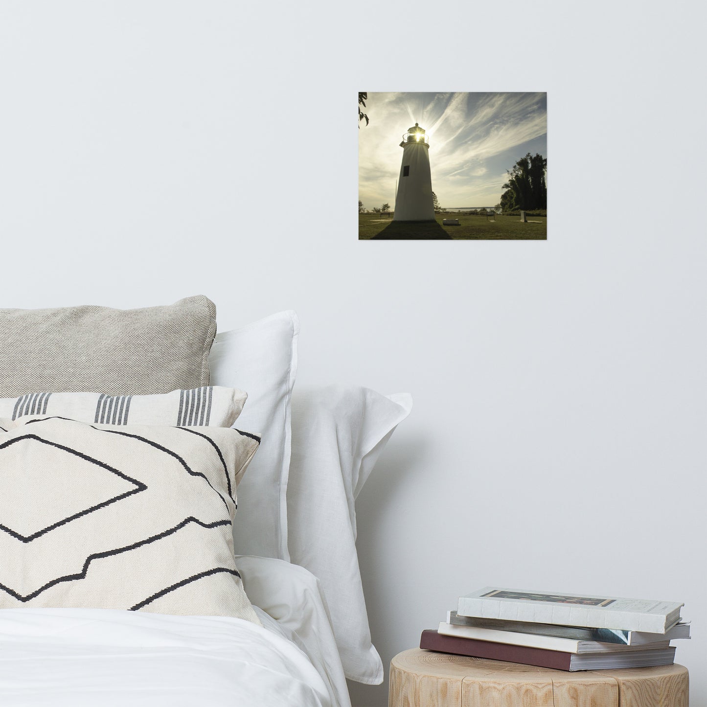 Turkey Point Lighthouse with Sun Flare Horizontal Architectural Coastal Landscape Loose Wall Art Prints