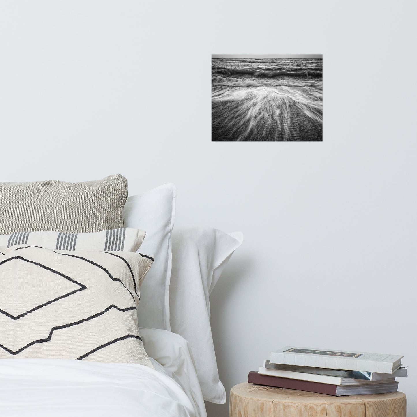 Washing Out to Sea Black and White Coastal Nature Photo Loose Unframed Wall Art Prints