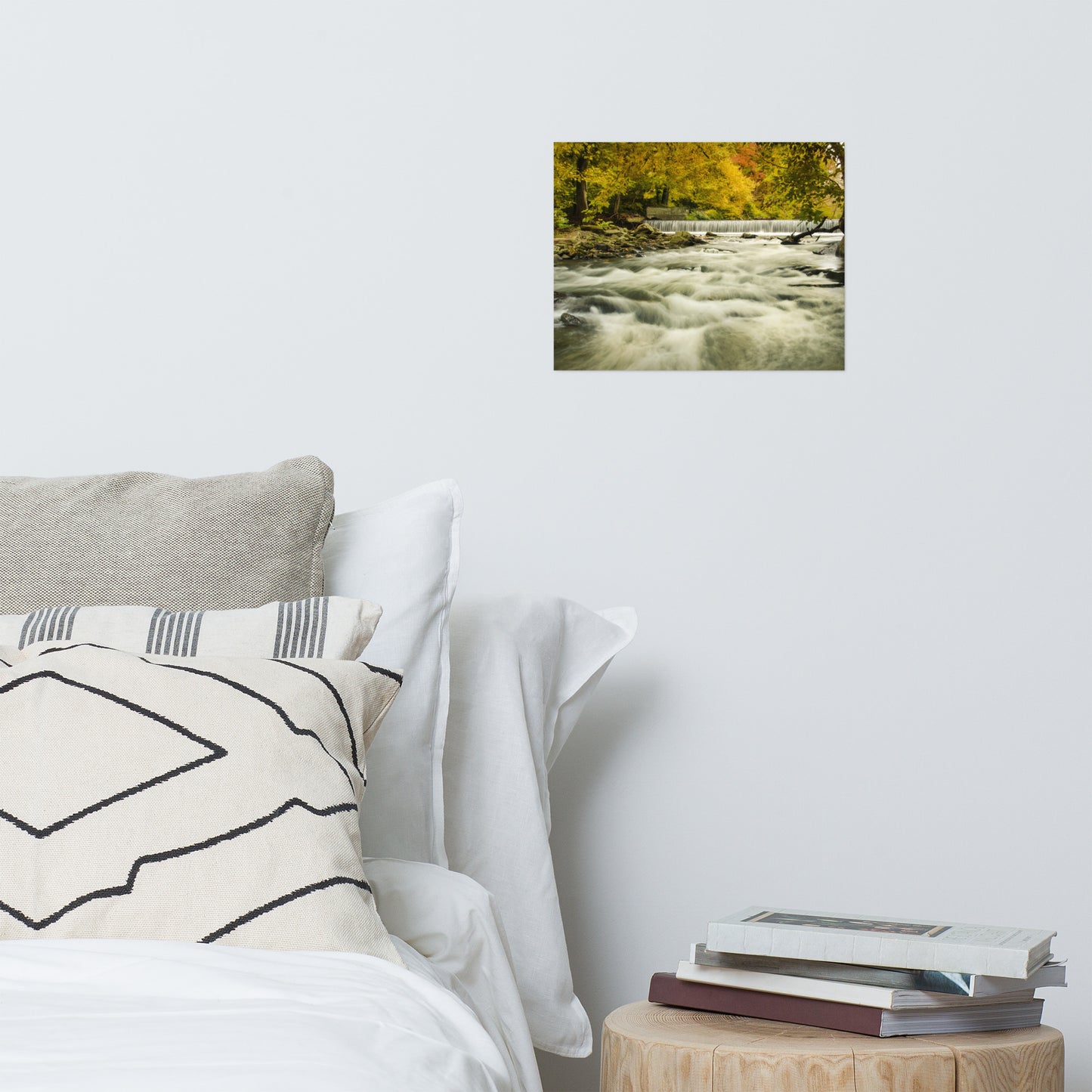 Waterfalls in the Autumn Foliage Rustic Farmhouse Style Landscape Photo Loose Wall Art Prints