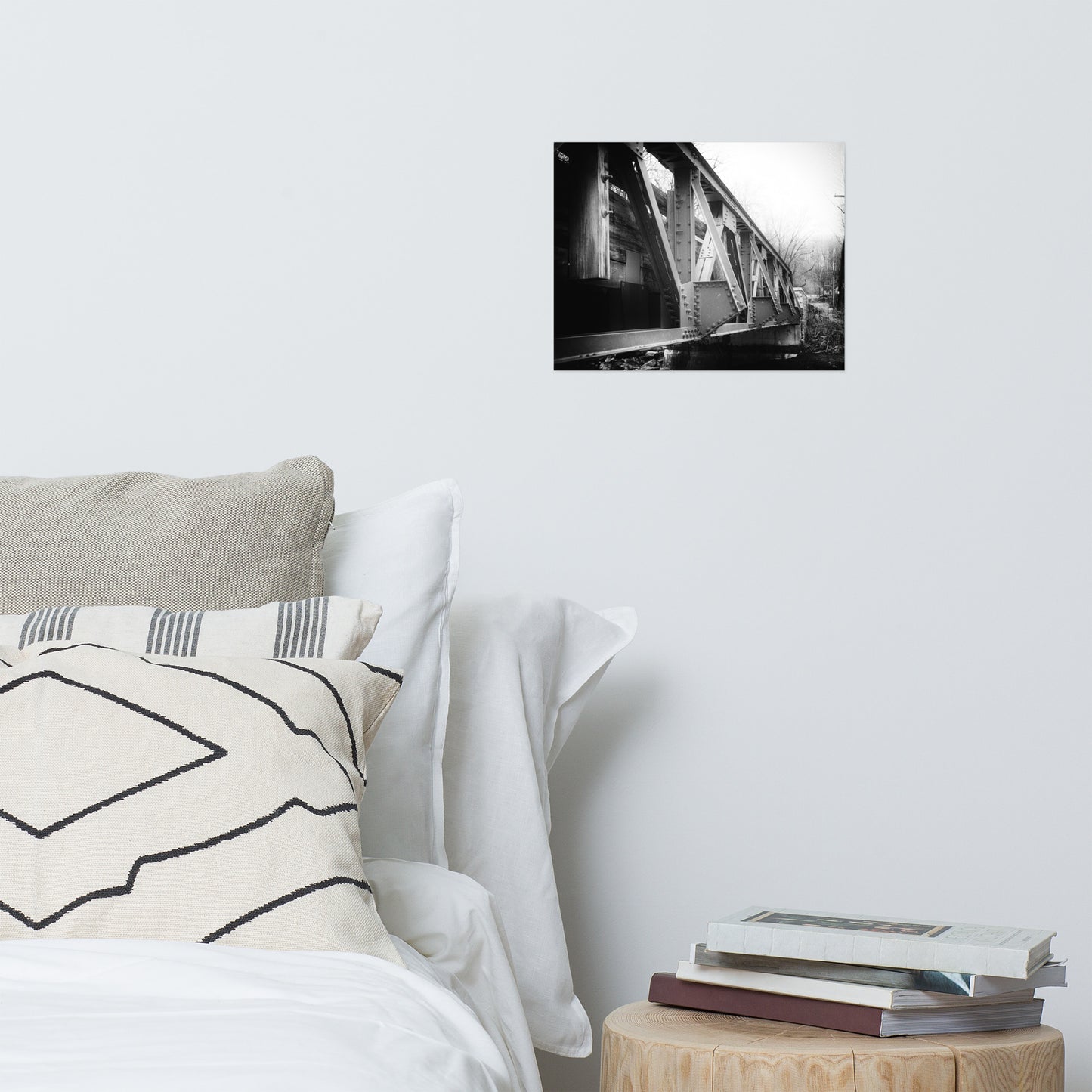 White Clay Creek Bridge Black and White Architectural Landscape Photo Loose Wall Art Prints