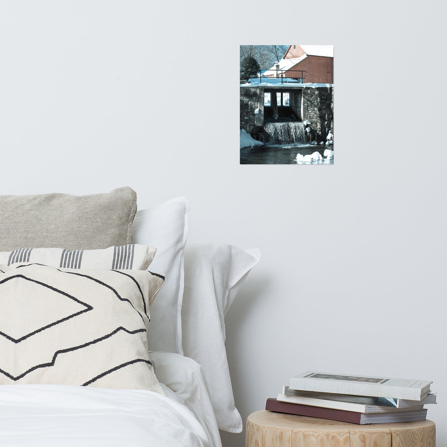 Winter Mill Rustic Farmhouse Style Architectural Landscape Photo Loose Wall Art Print