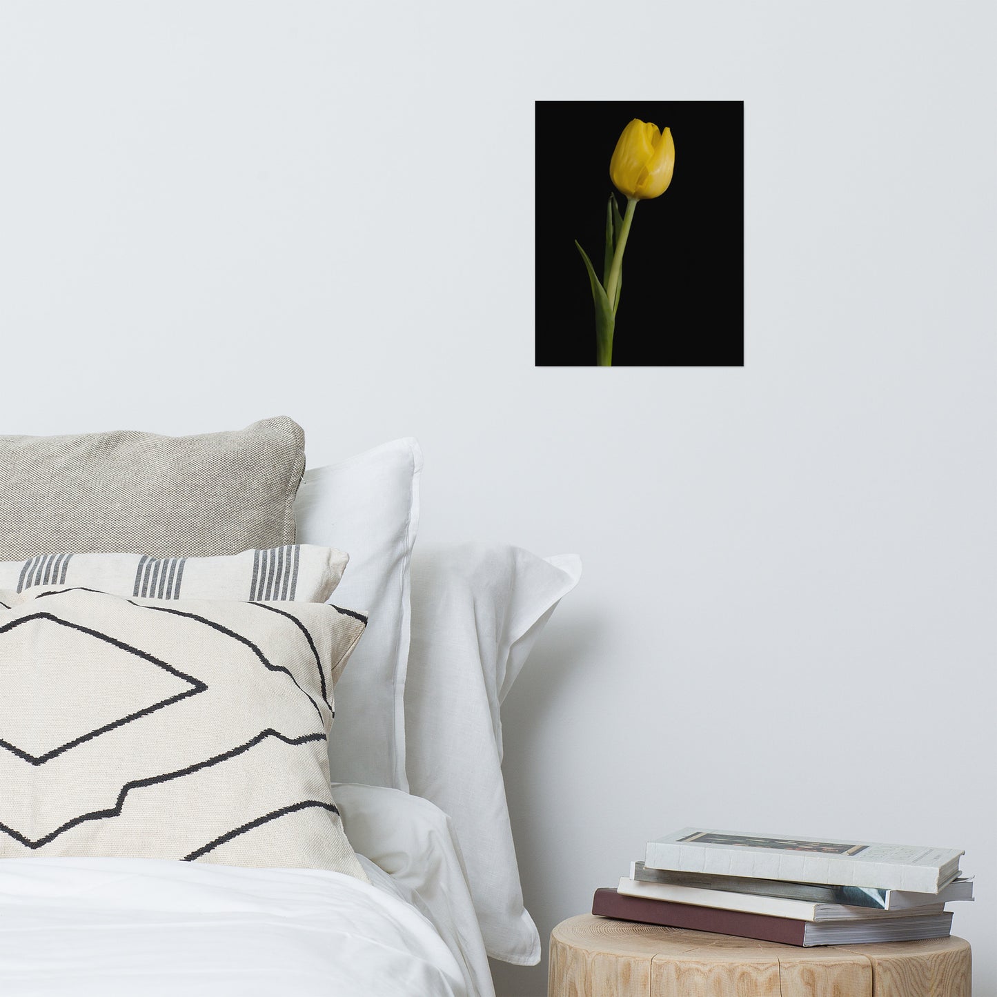 Yellow Tulip on Black Background Floral Nature Photo Loose Unframed Wall Art Prints