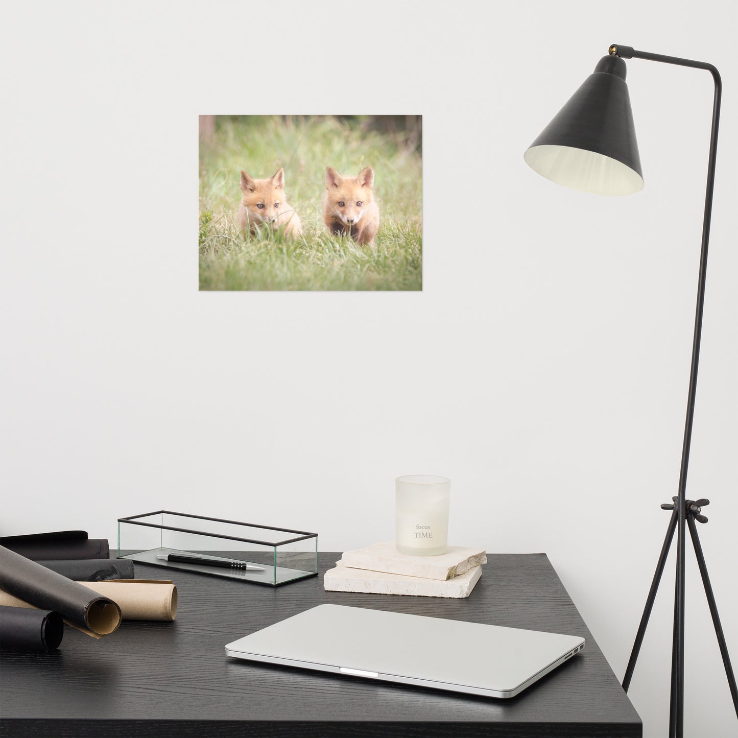 Baby Red Foxes Learning to Hunt Loose Wall Art Print