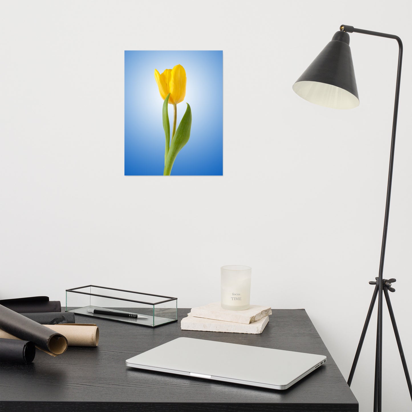 Yellow Tulip Minimal Floral Nature Photo - For Ukraine Refugees Loose Wall Art Print