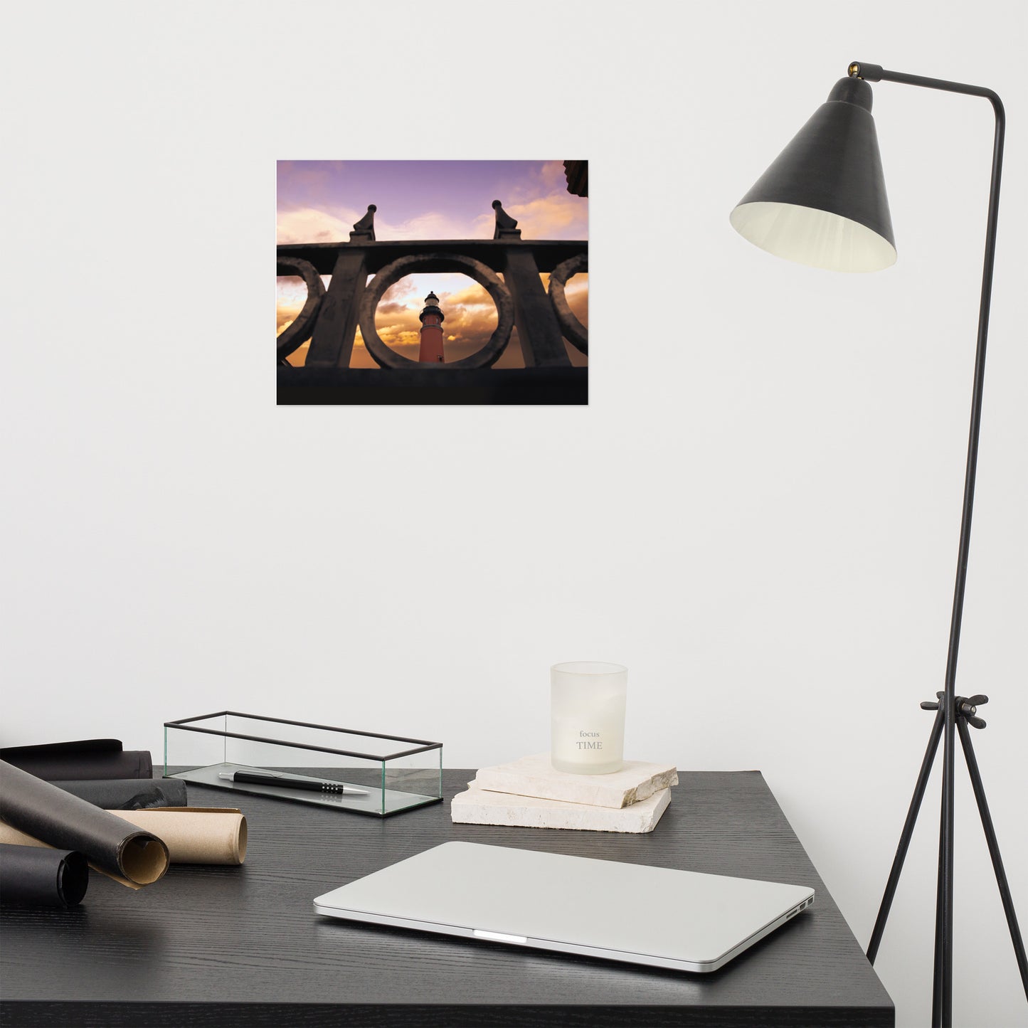Ponce De Leon Lighthouse and Iron Fence Architectural Coastal Photo Loose Wall Art Prints