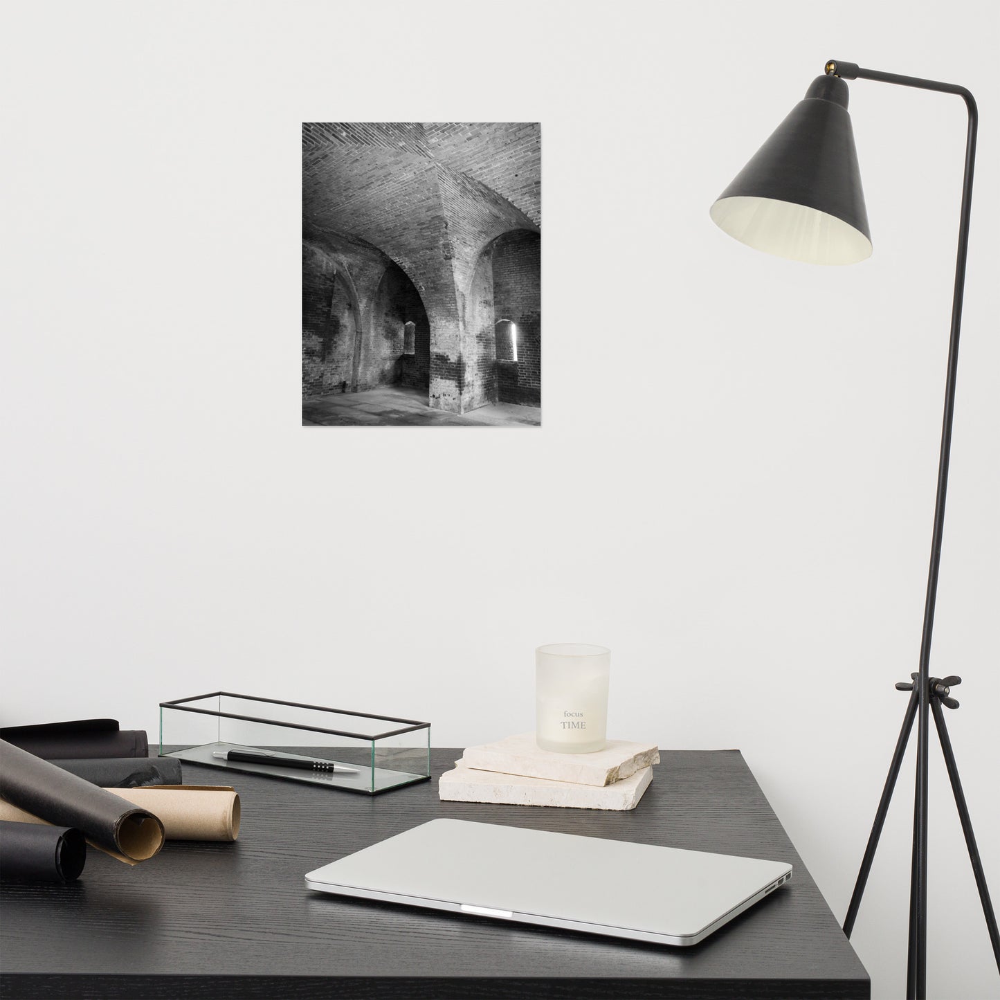 Fort Clinch Bunker Room Black and White Architecture Photograph Loose Wall Art Print