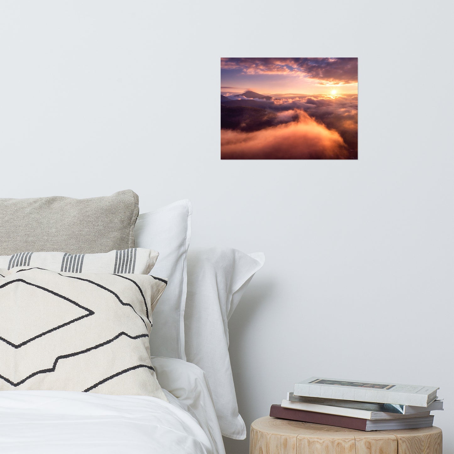 Heaven On Earth Mountains in Clouds at Sunrise Rustic Farmhouse Style Landscape Photo Loose Wall Art Prints