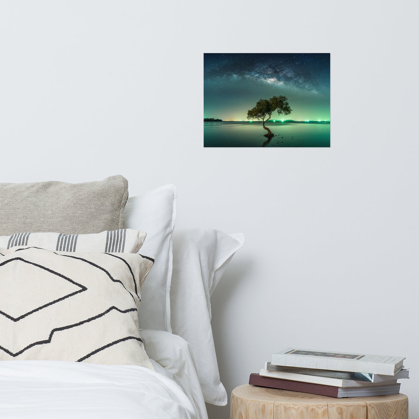 Glowing Milky Way Galaxy with Tree Landscape Photo Loose Wall Art Prints