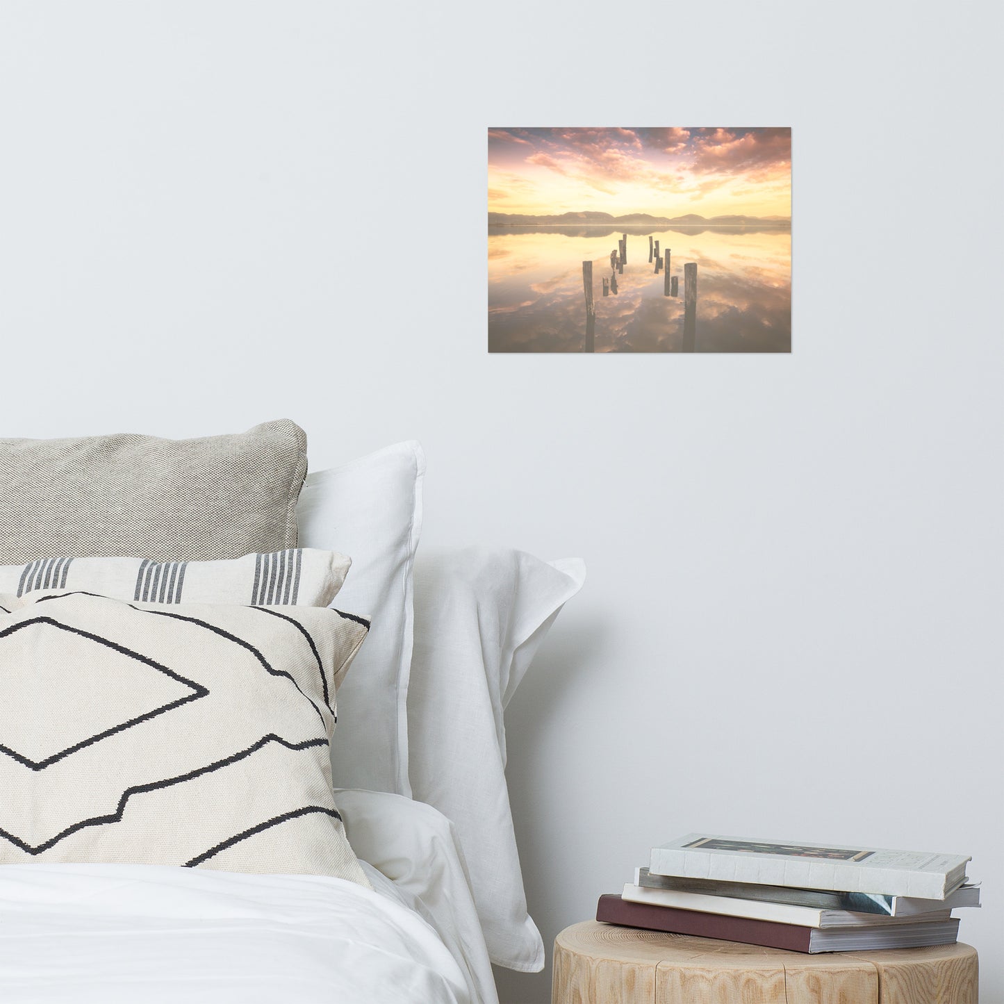 Sunset Pillars and Reflections on Lake Landscape Photo Loose Wall Art Prints