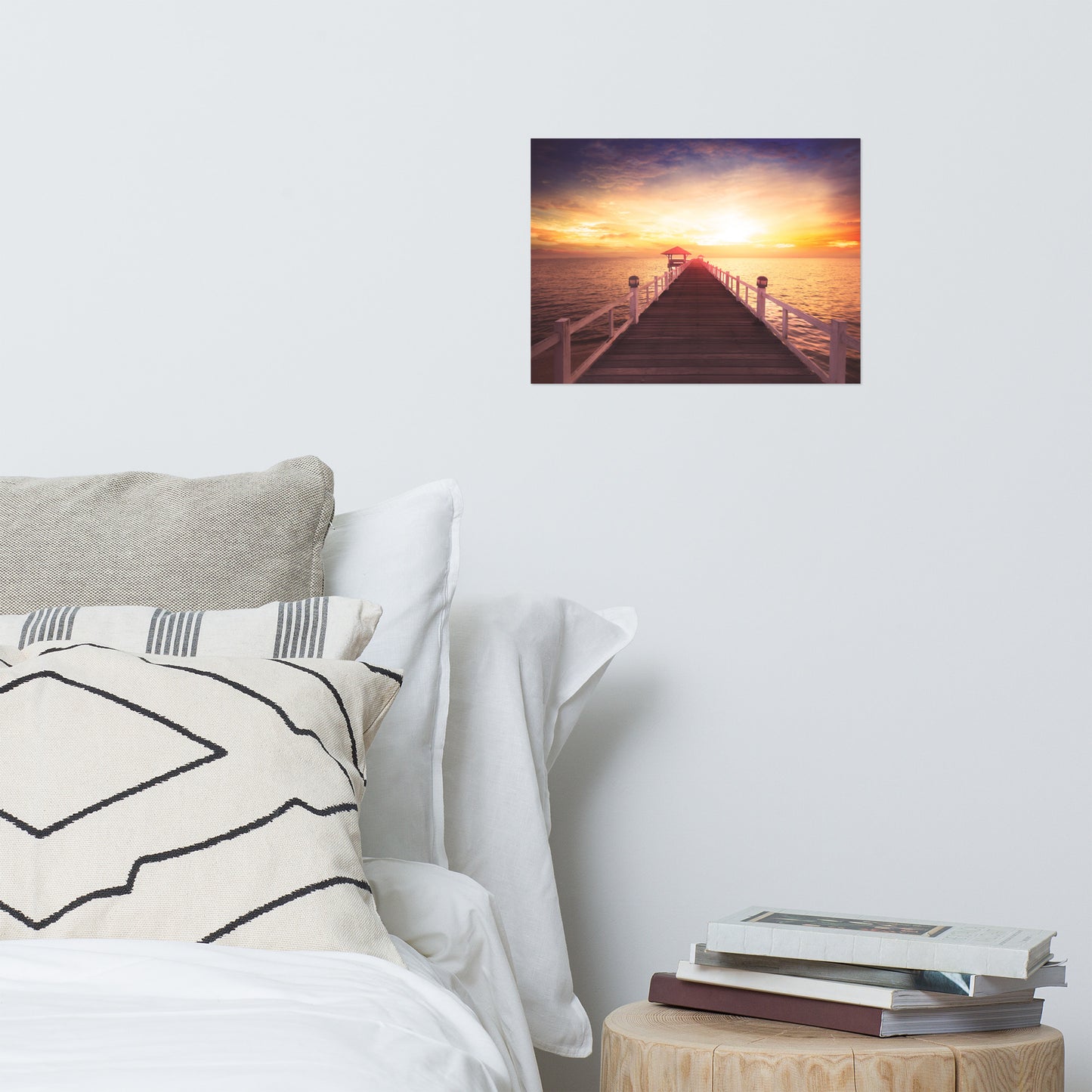 Surreal Wooden Pier at Sunset Landscape Photo Loose Wall Art Prints
