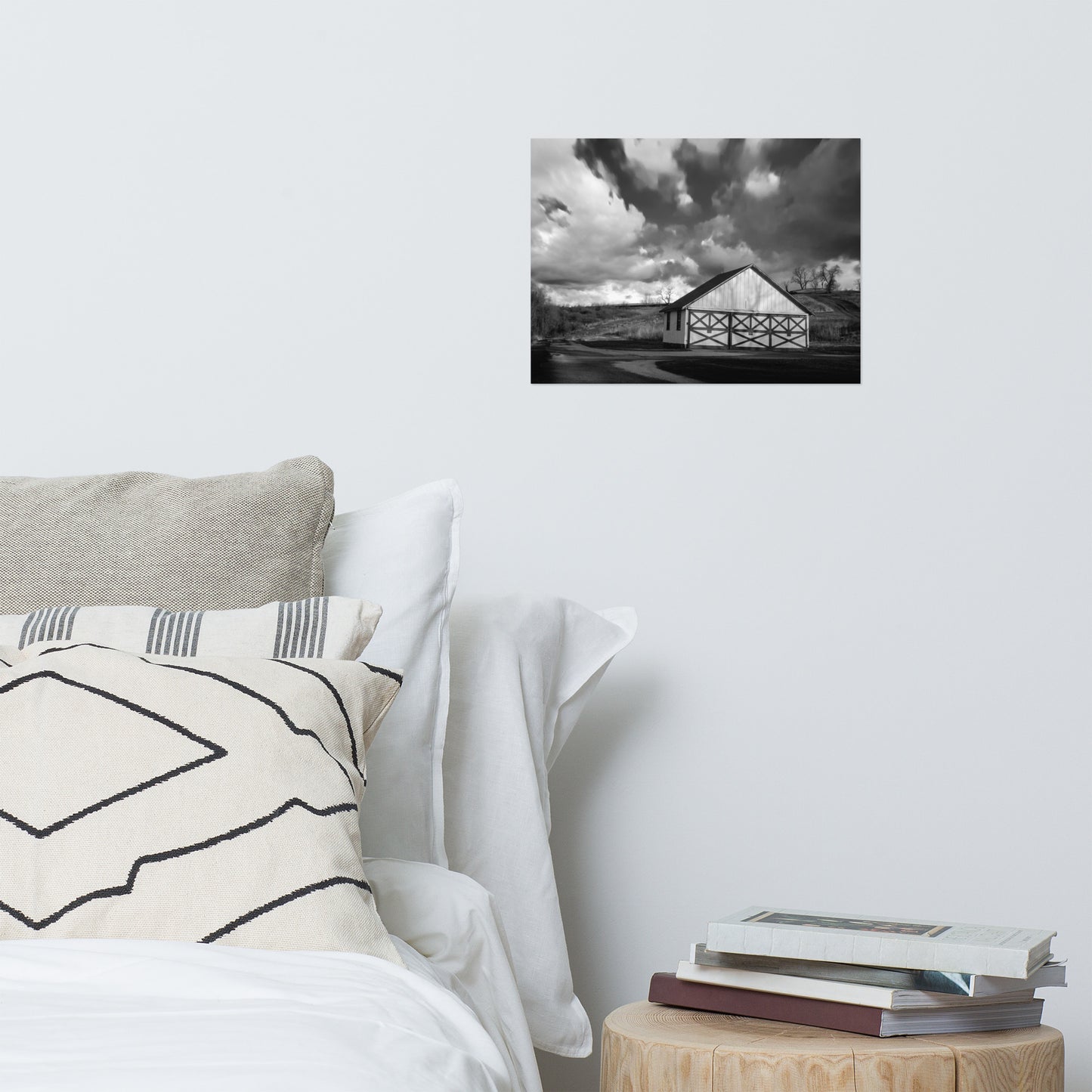Rustic Wall Art Bedroom: Aging Barn in the Morning Sun Black and White - Rural / Country Style Landscape / Nature Photograph Loose / Unframed / Frameless / Frameable Wall Art Print - Artwork