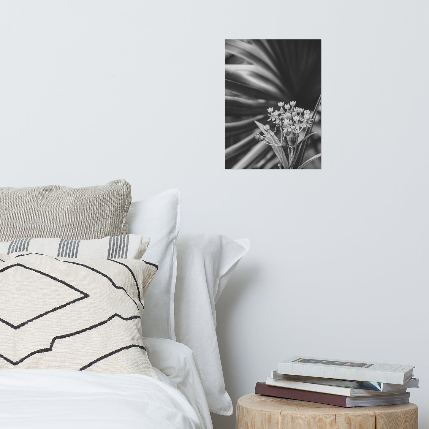 Bloodflowers and Palm Black and White Floral Nature Photo Loose Unframed Wall Art Prints