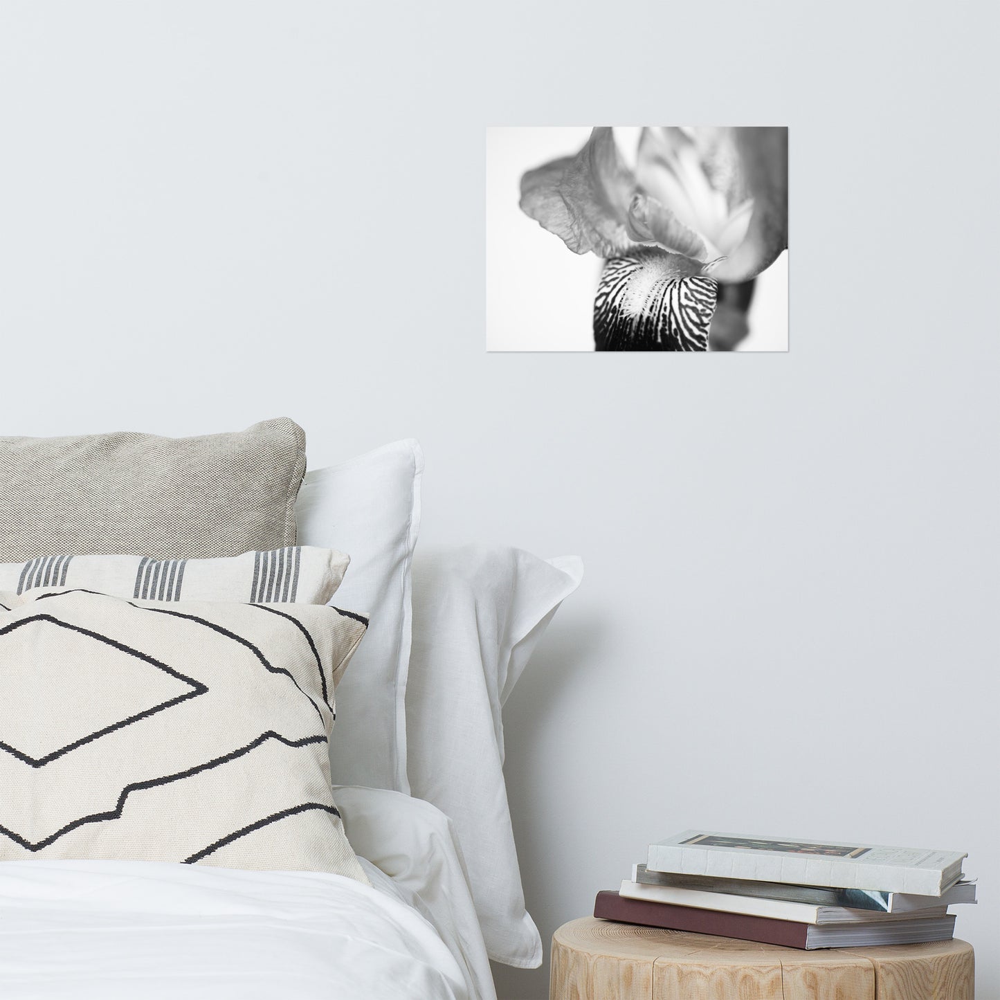Bold Iris on White Black and White Floral Nature Photo Loose Unframed Wall Art Prints