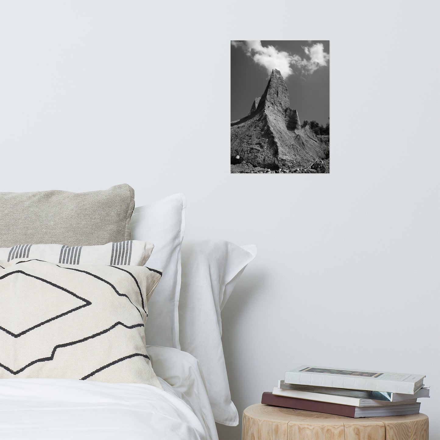 Chimney Bluff Black and White Rustic Landscape Photo Loose Wall Art Print