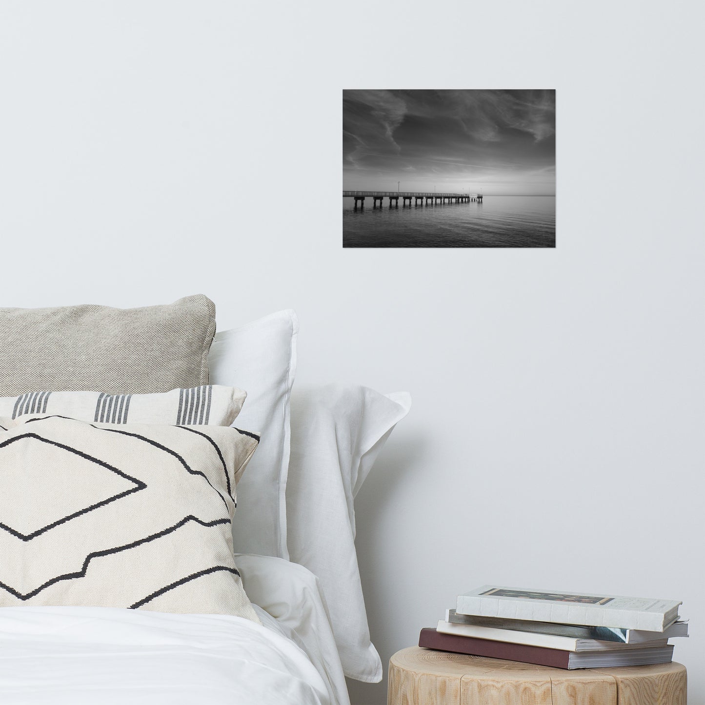 End of the Pier Black and White Landscape Photo Loose Wall Art Prints