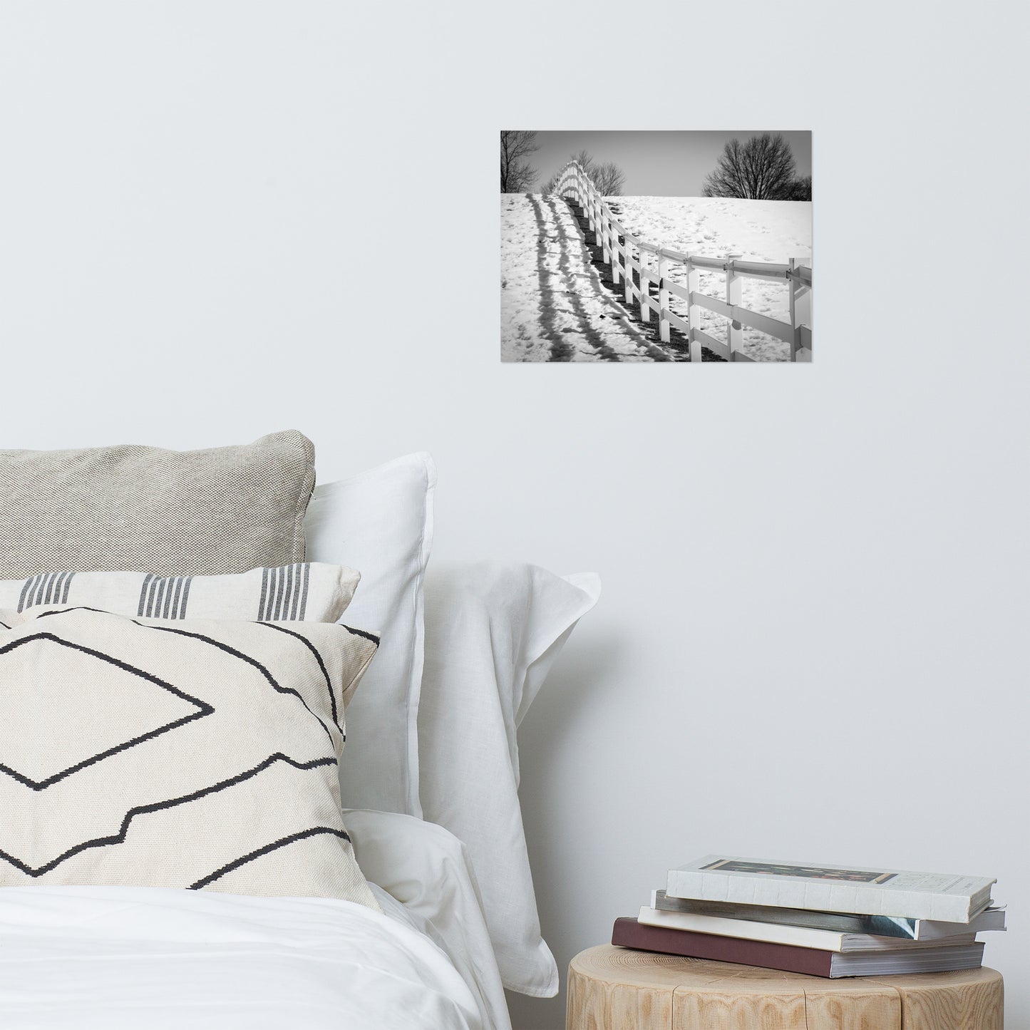 Endless Fences Black and White Farmhouse Style Landscape Photo Loose Wall Art Prints