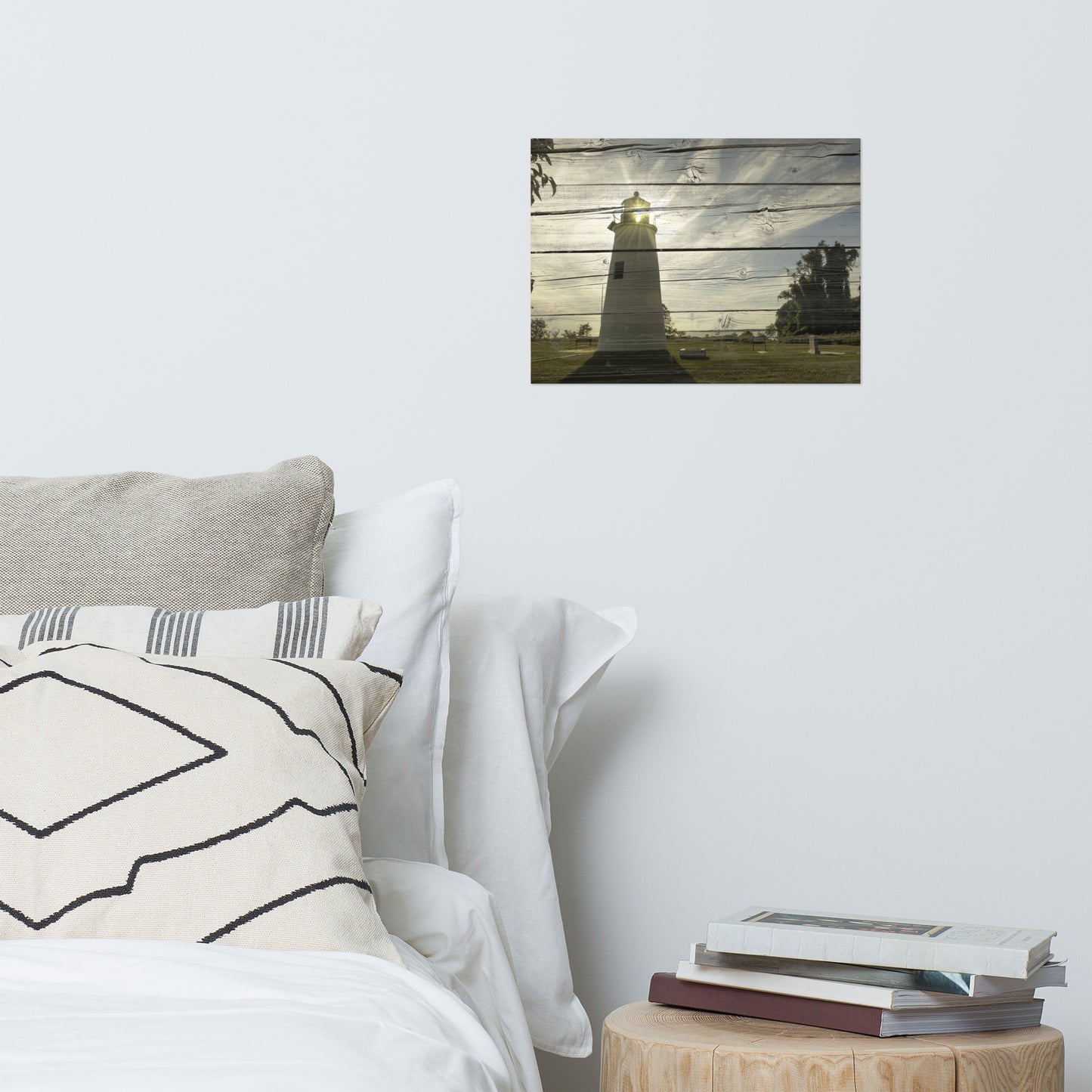Faux Rustic Reclaimed Wood Turkey Point Lighthouse Loose Wall Art Prints