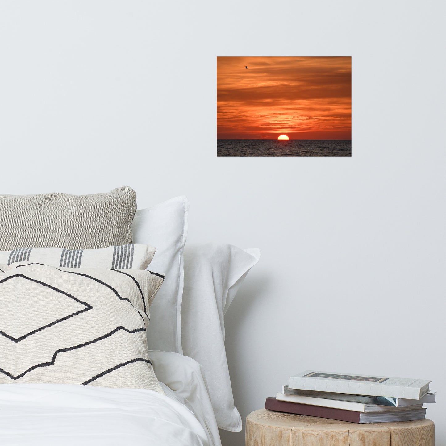 Fire in the Sky Coastal Sunset Landscape Photo Paper Wall Art Print