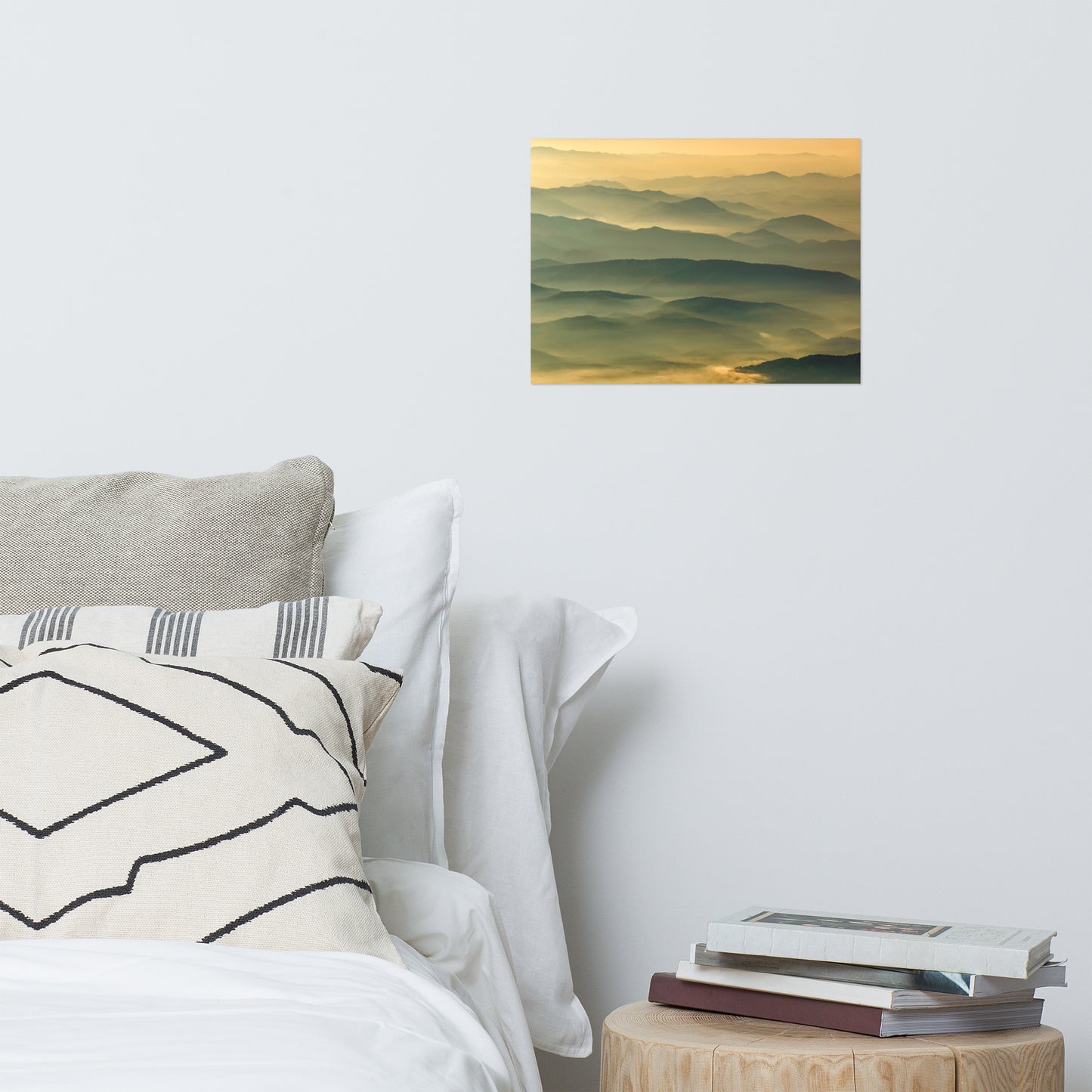 Foggy Mountain Layers at Sunset Landscape Photo Loose Wall Art Prints