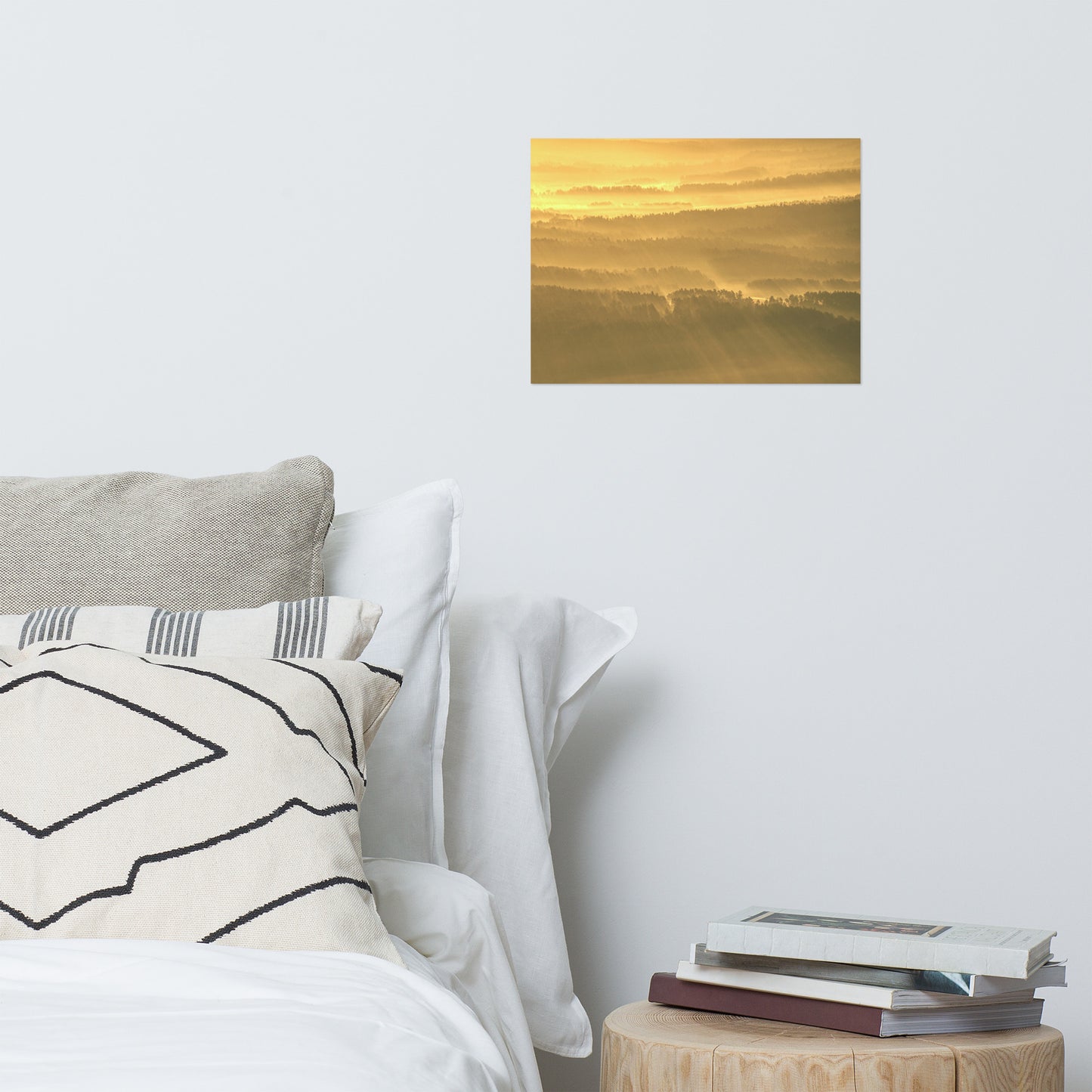 Golden Mist Valley - Hills & Mountain Range Rustic Farmhouse Style Landscape Photo Loose Wall Art Prints