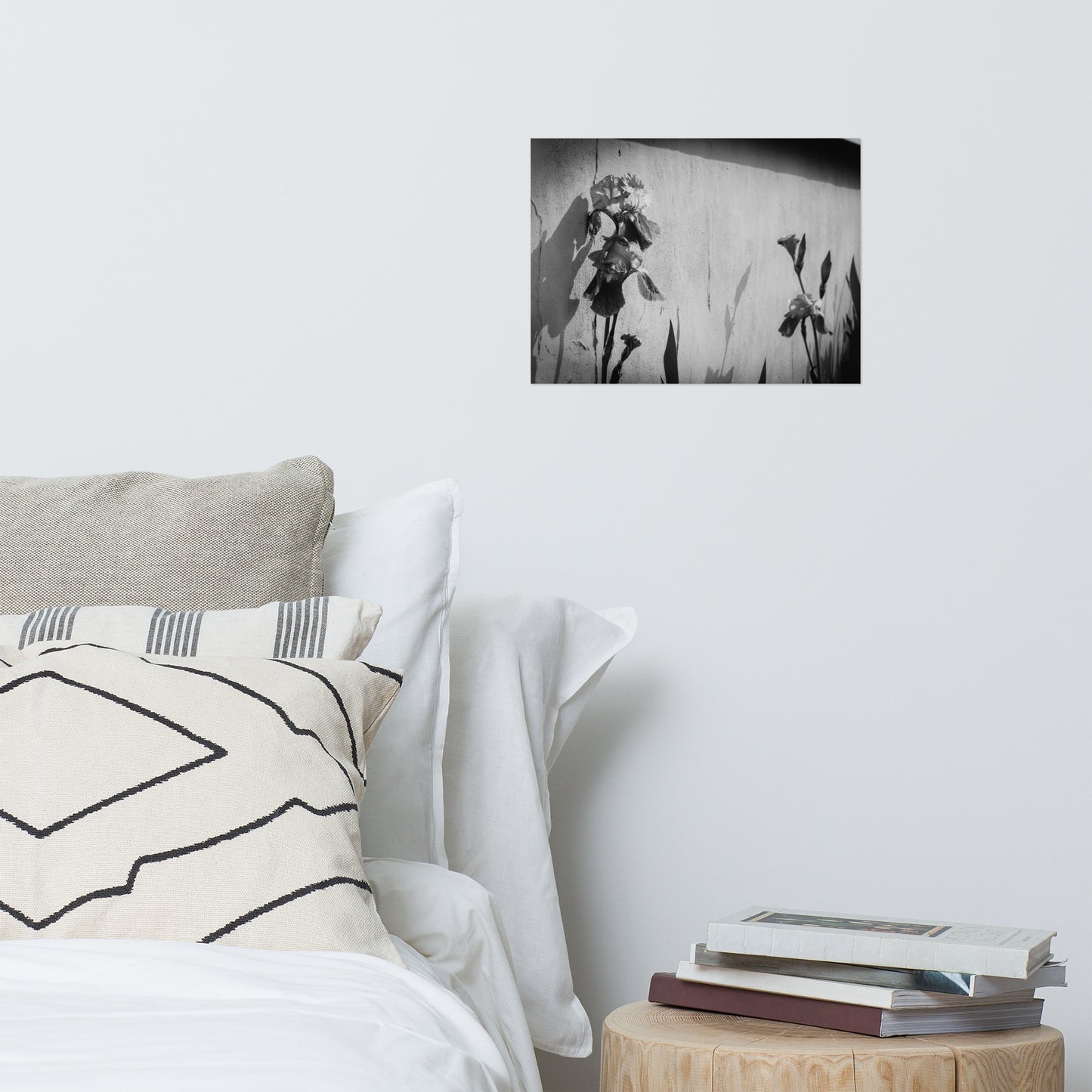 Iris on Wall Black and White Floral Nature Photo Loose Unframed Wall Art Prints