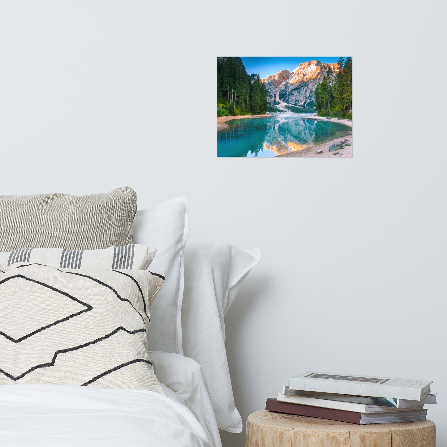 Rustic Lodge Wall Art: Misty Lake and Snow-cap Mountain Reflections - Rural / Country Style / Rustic / Landscape / Nature Photograph Loose / Unframed Frameless / Frameable Wall Art Print - Artwork