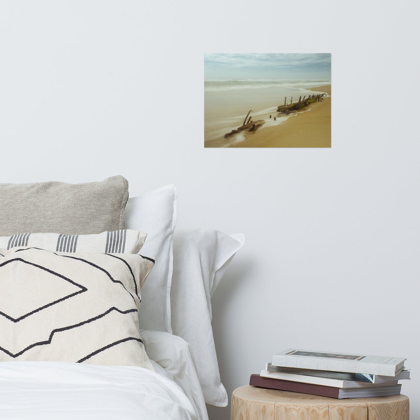 Misty Shipwreck on the Beach Landscape Photo Loose Wall Art Prints
