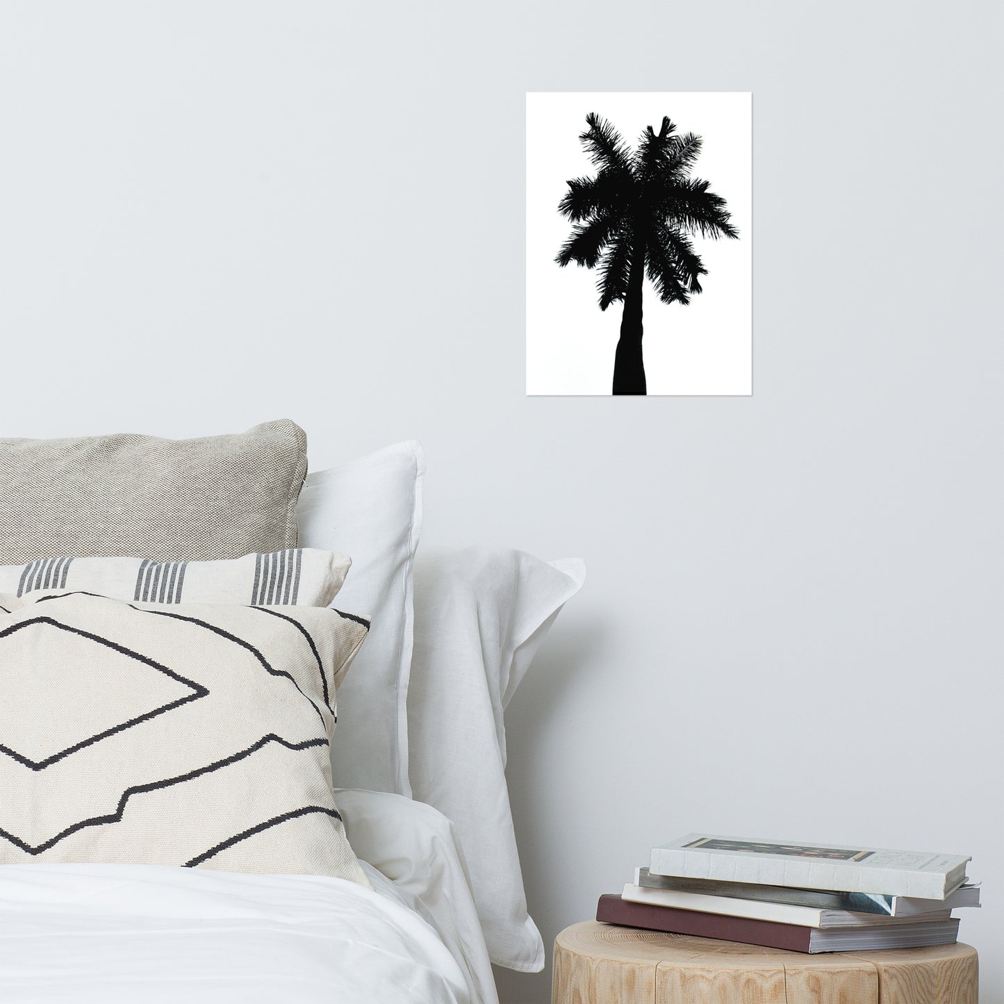 Palm Tree Silhouette on Pure White Botanical Nature Photo Loose Unframed Wall Art Prints