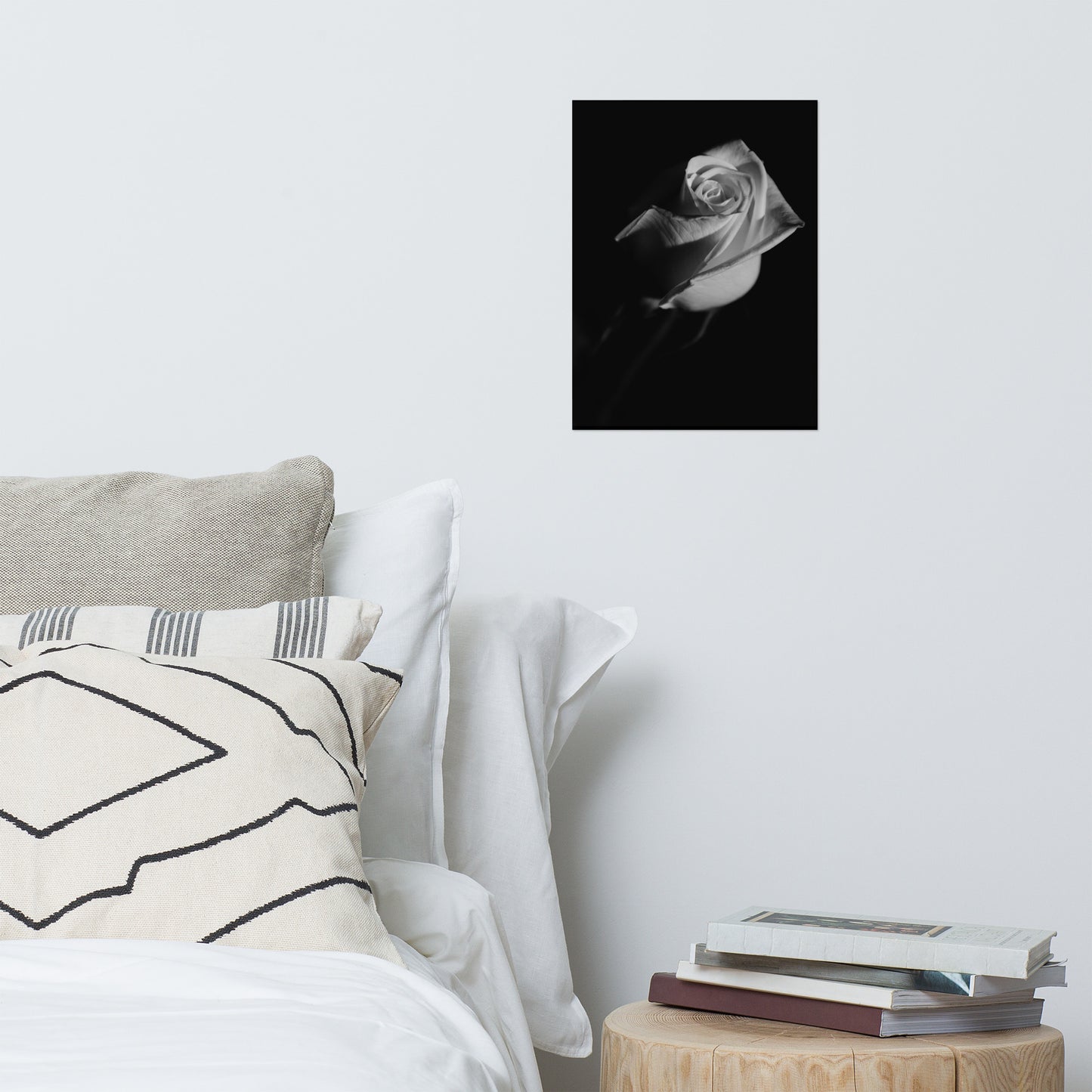 Rose on Black Black and White Floral Nature Photo Loose Unframed Wall Art Prints