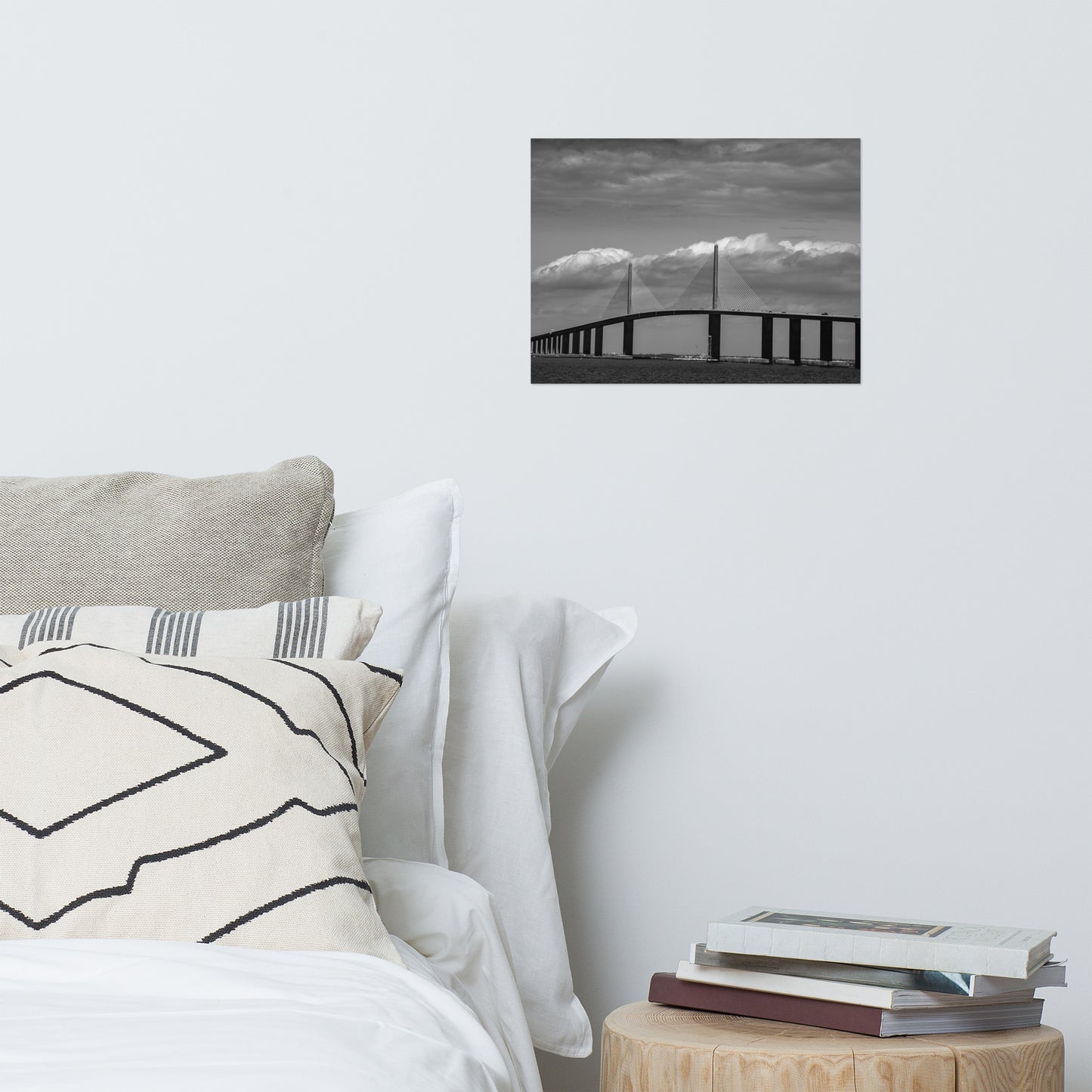 Skyway Bridge Black and White Architectural Landscape Photo Loose Wall Art Prints
