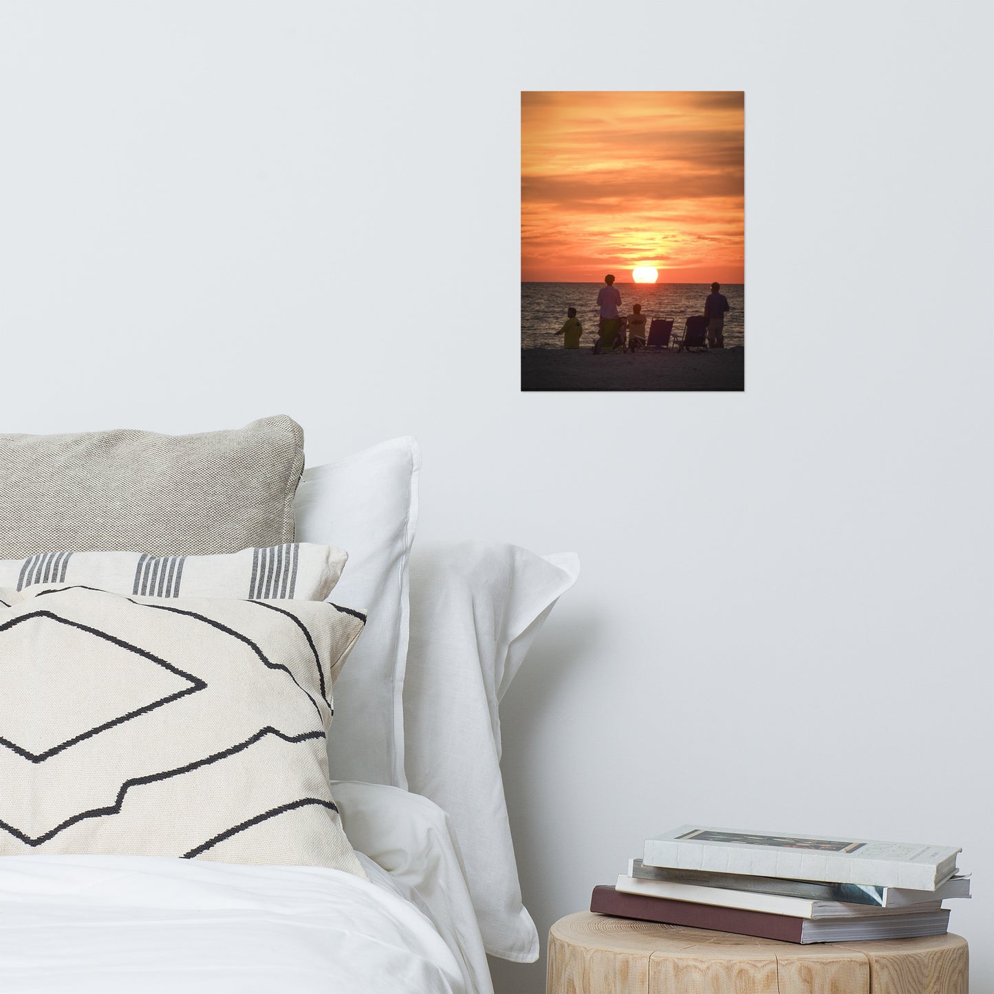 Summer Sunset Spectators Coastal Sunset Landscape Photo Paper Poster