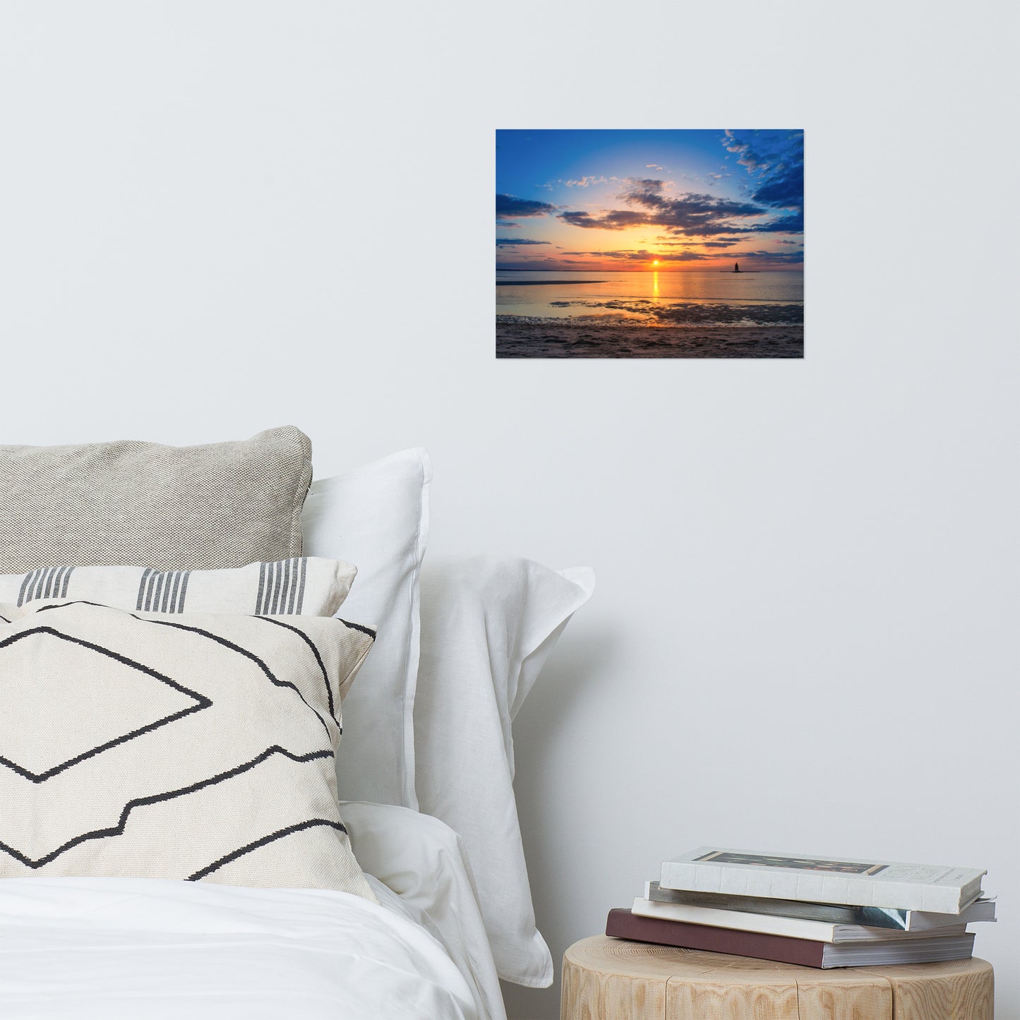 Sunset at Breakwater Lighthouse Landscape Photo Loose Wall Art Prints