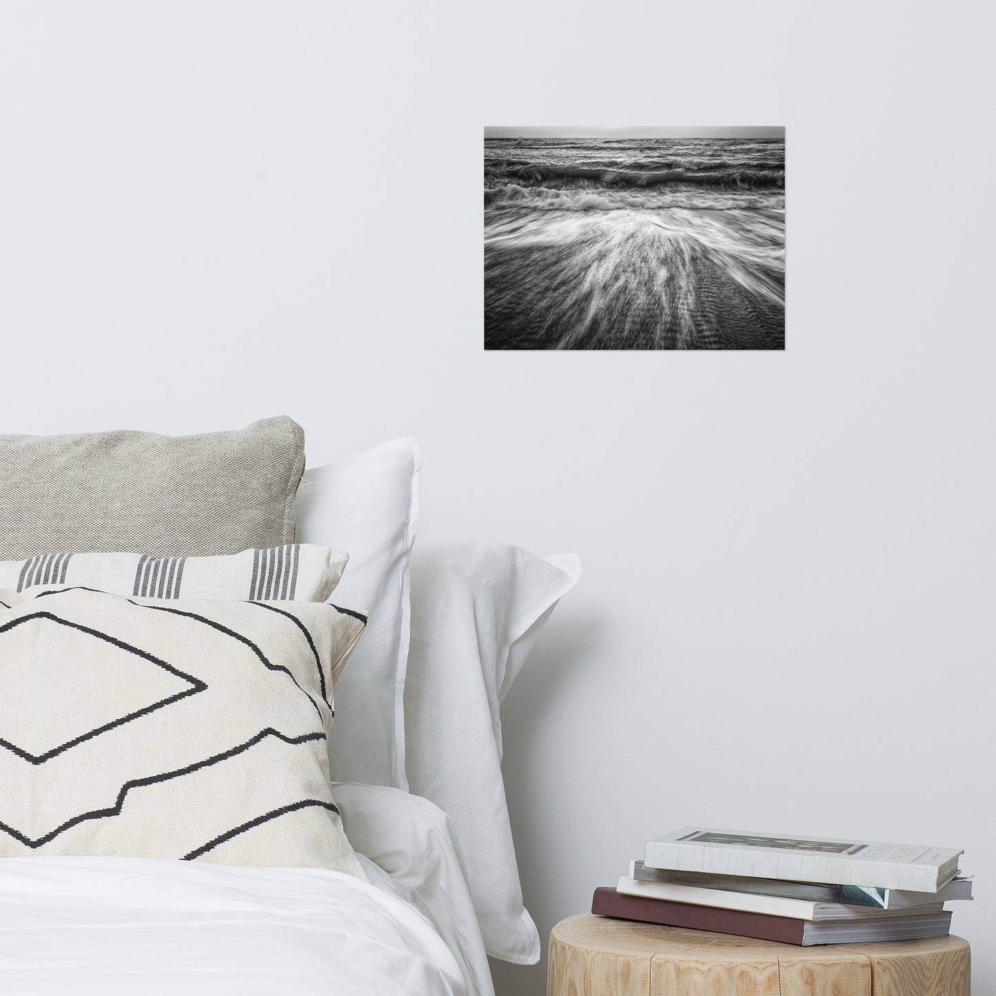 Washing Out to Sea Black and White Coastal Nature Photo Loose Unframed Wall Art Prints