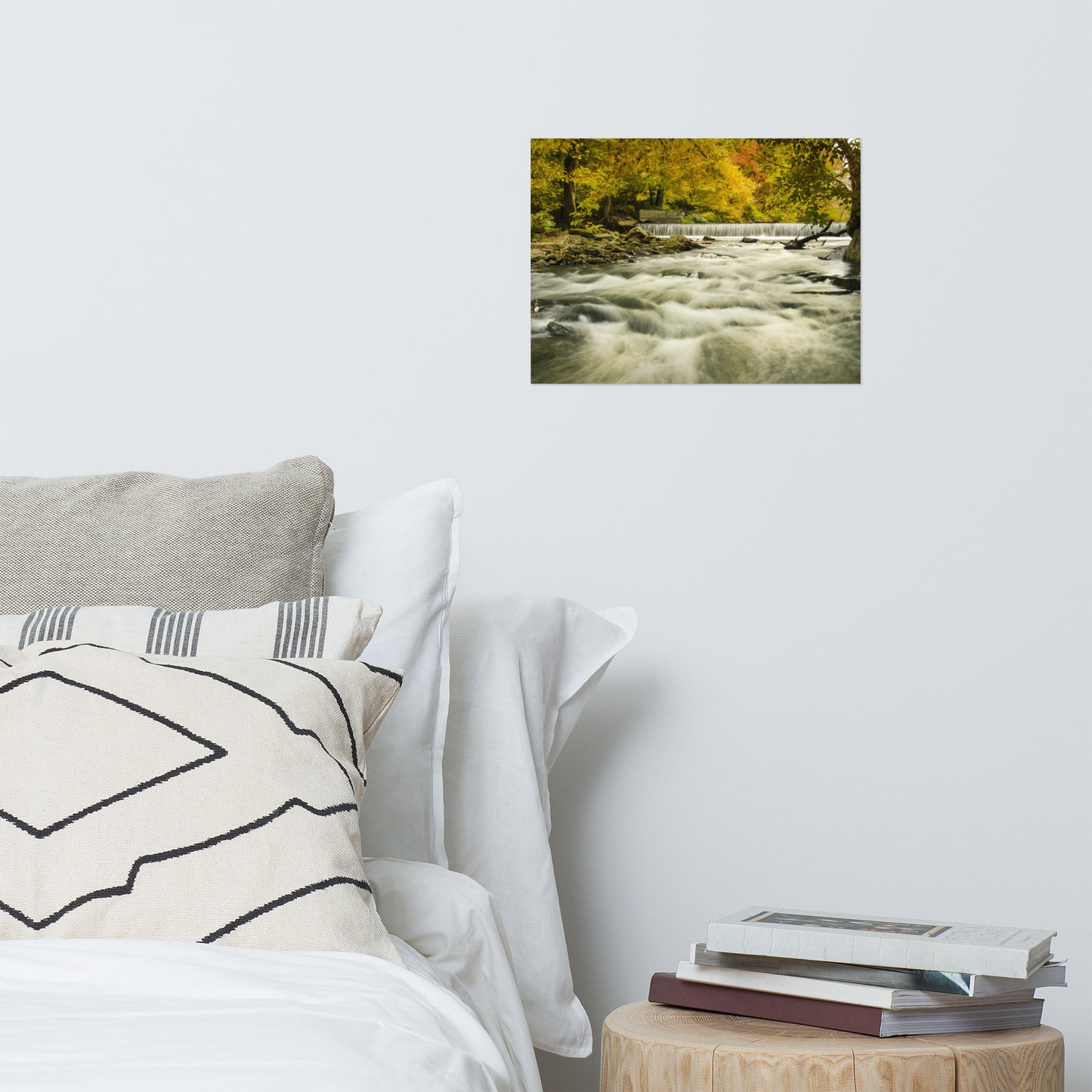 Waterfalls in the Autumn Foliage Rustic Farmhouse Style Landscape Photo Loose Wall Art Prints
