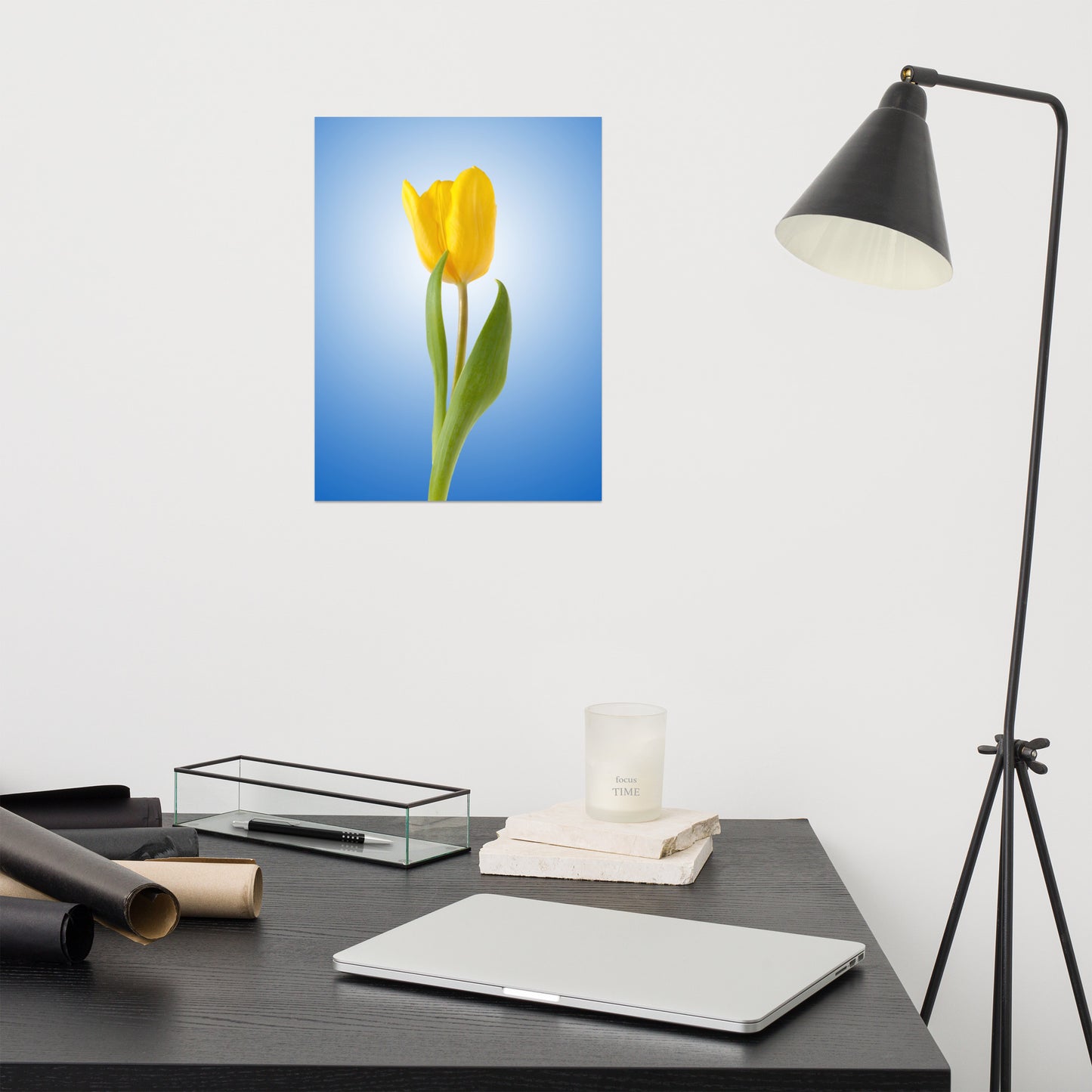 Yellow Tulip Minimal Floral Nature Photo - For Ukraine Refugees Loose Wall Art Print