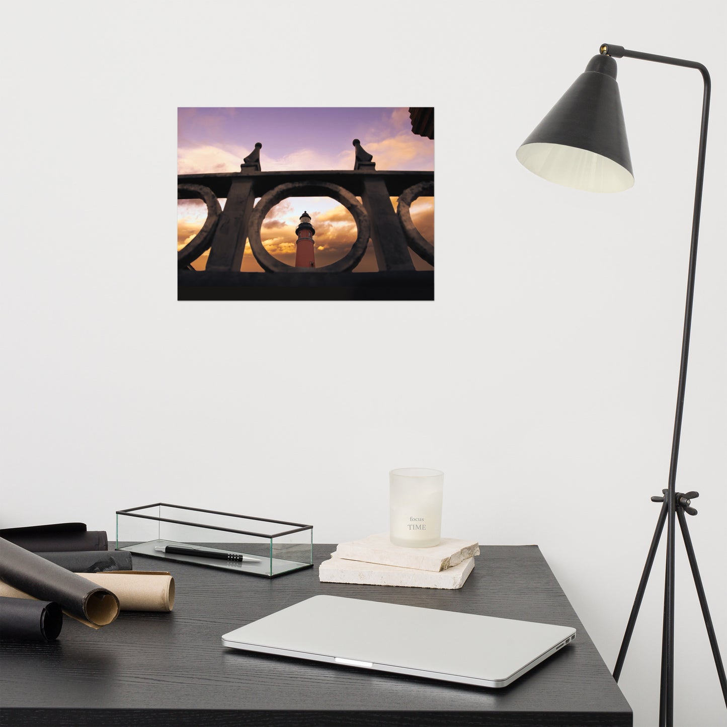 Ponce De Leon Lighthouse and Iron Fence Architectural Coastal Photo Loose Wall Art Prints